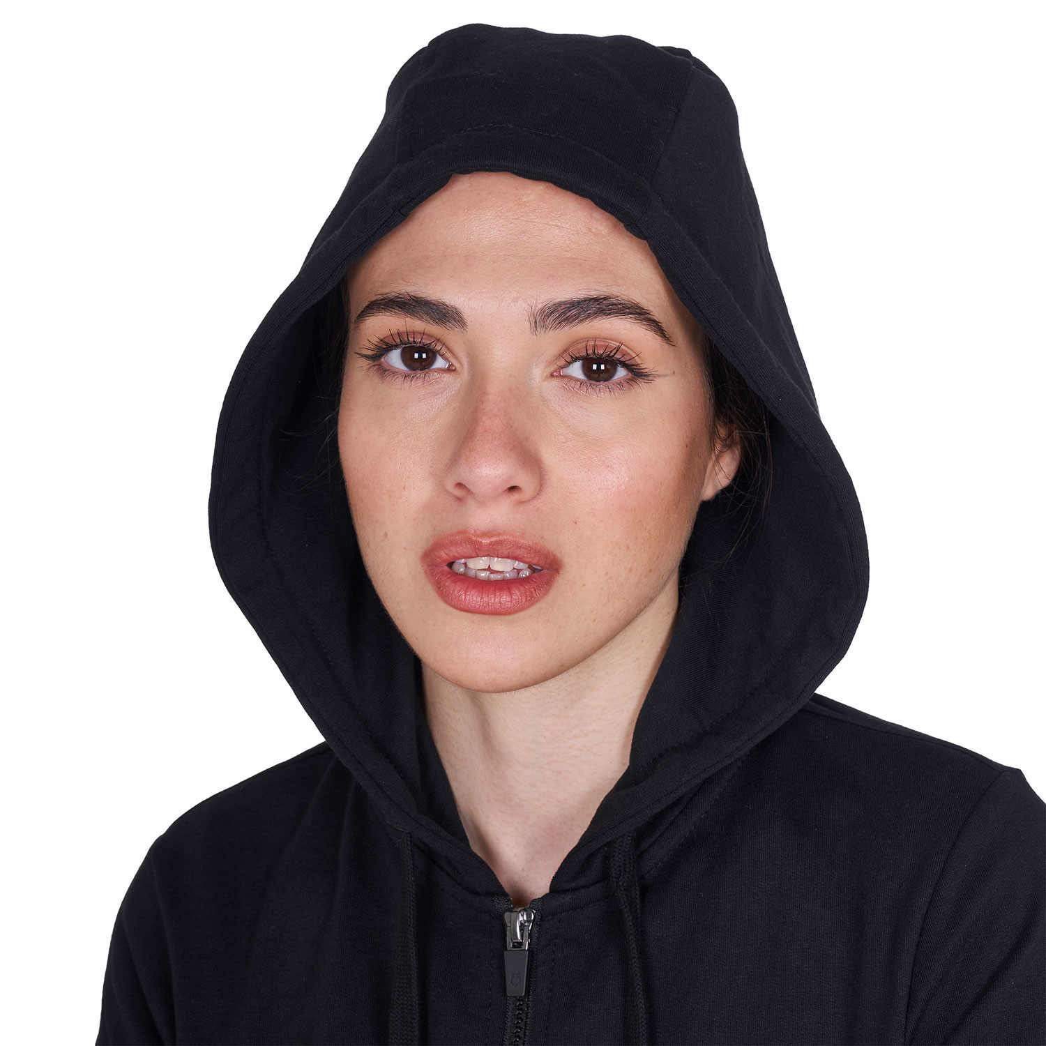 Sweatshirt für Damen mit verstellbarer Kapuze und Reißverschluss