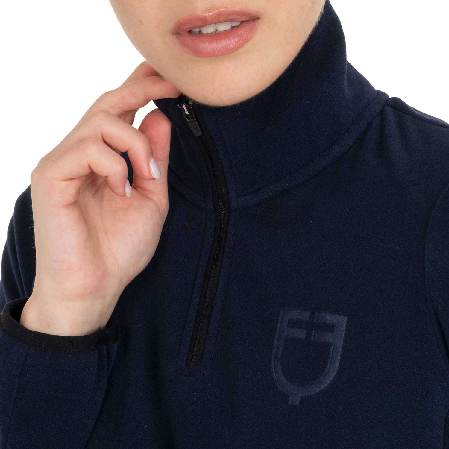Damen-Fleece-Sweatshirt mit hohem Kragen und 3/4-Reißverschluss
