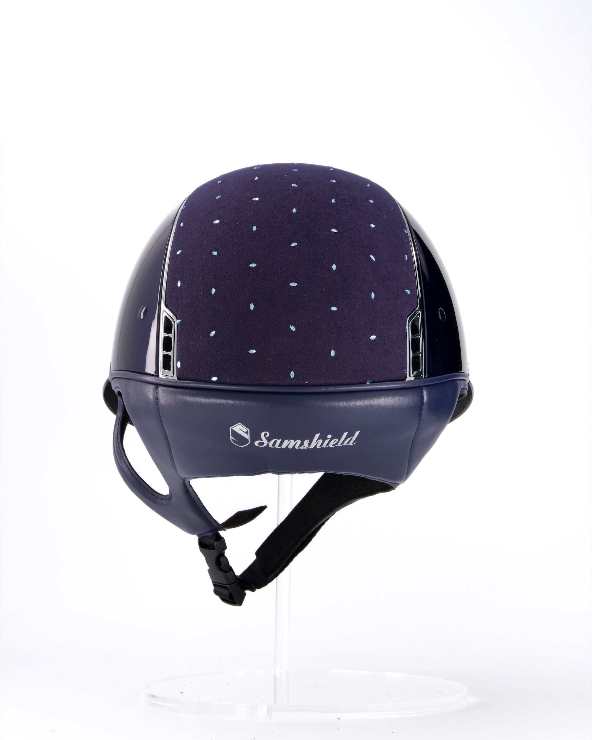 Miss Shield Shadowglossy, Top u. Frontal Band Crystal Comet Light Aquamarine, Trim Chrome Silver, Blason Chrome Silver in blau