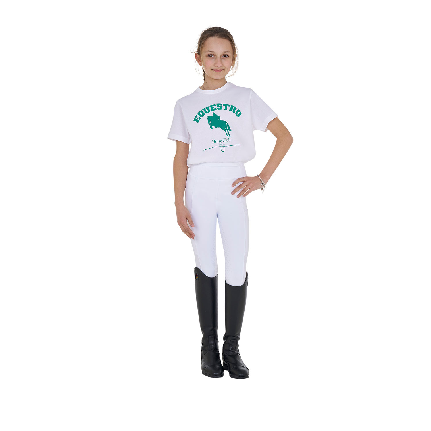 Baumwoll-T-Shirt Jumping Horse Club für Mädchen
