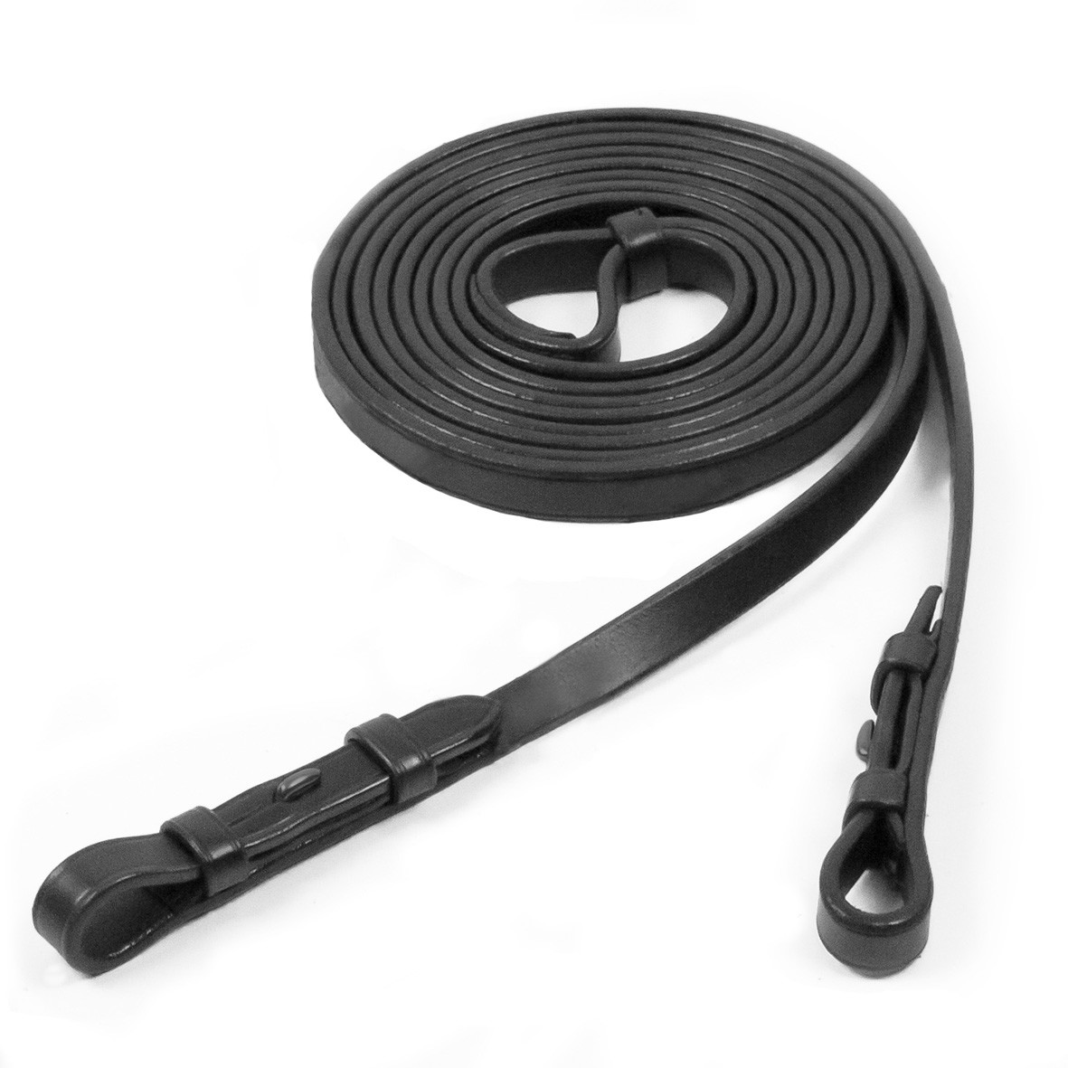 Double bridle reins leather bridle hook in black/silver