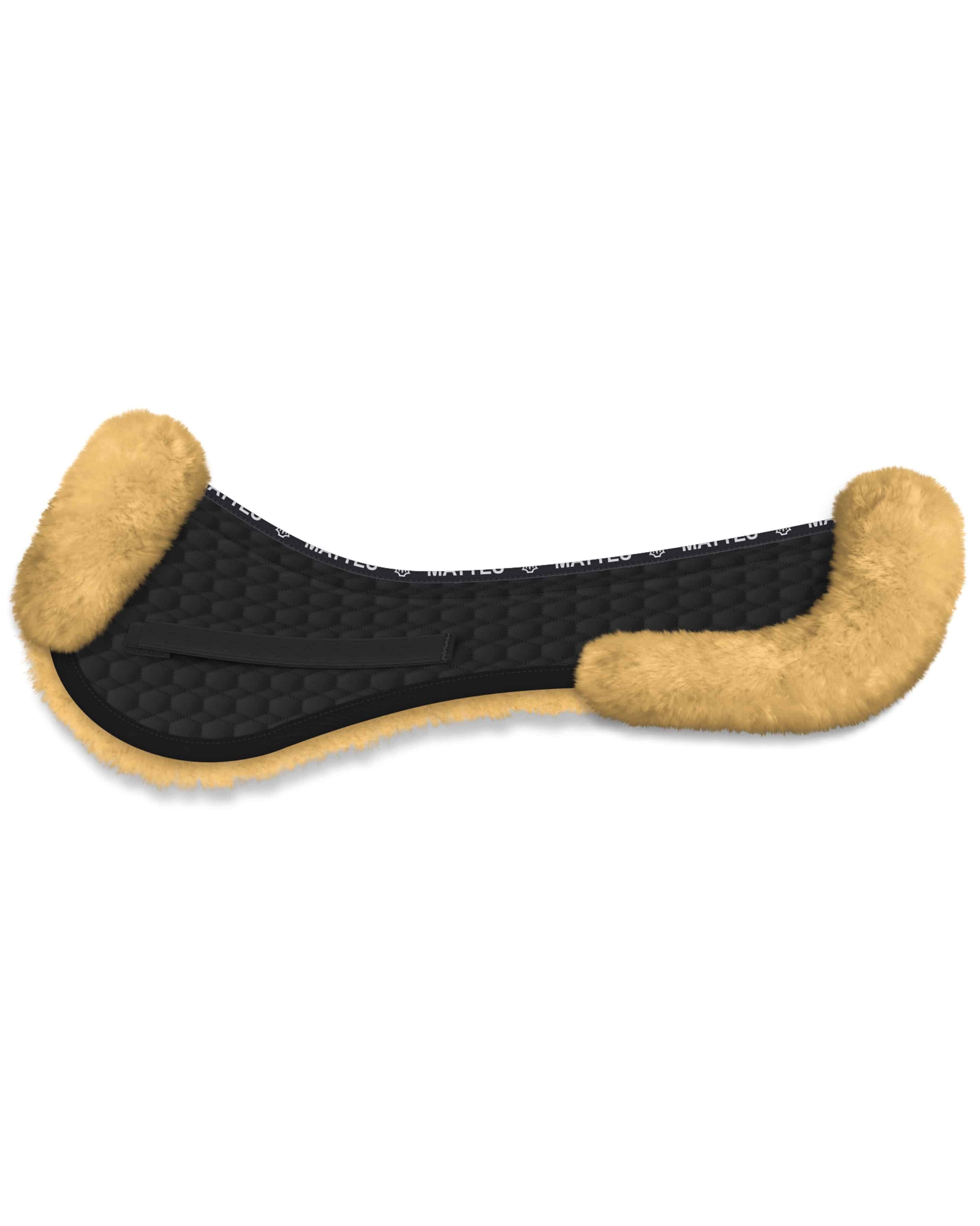 Saddle pad versatility lambskin with fur edge front and back in black/nature