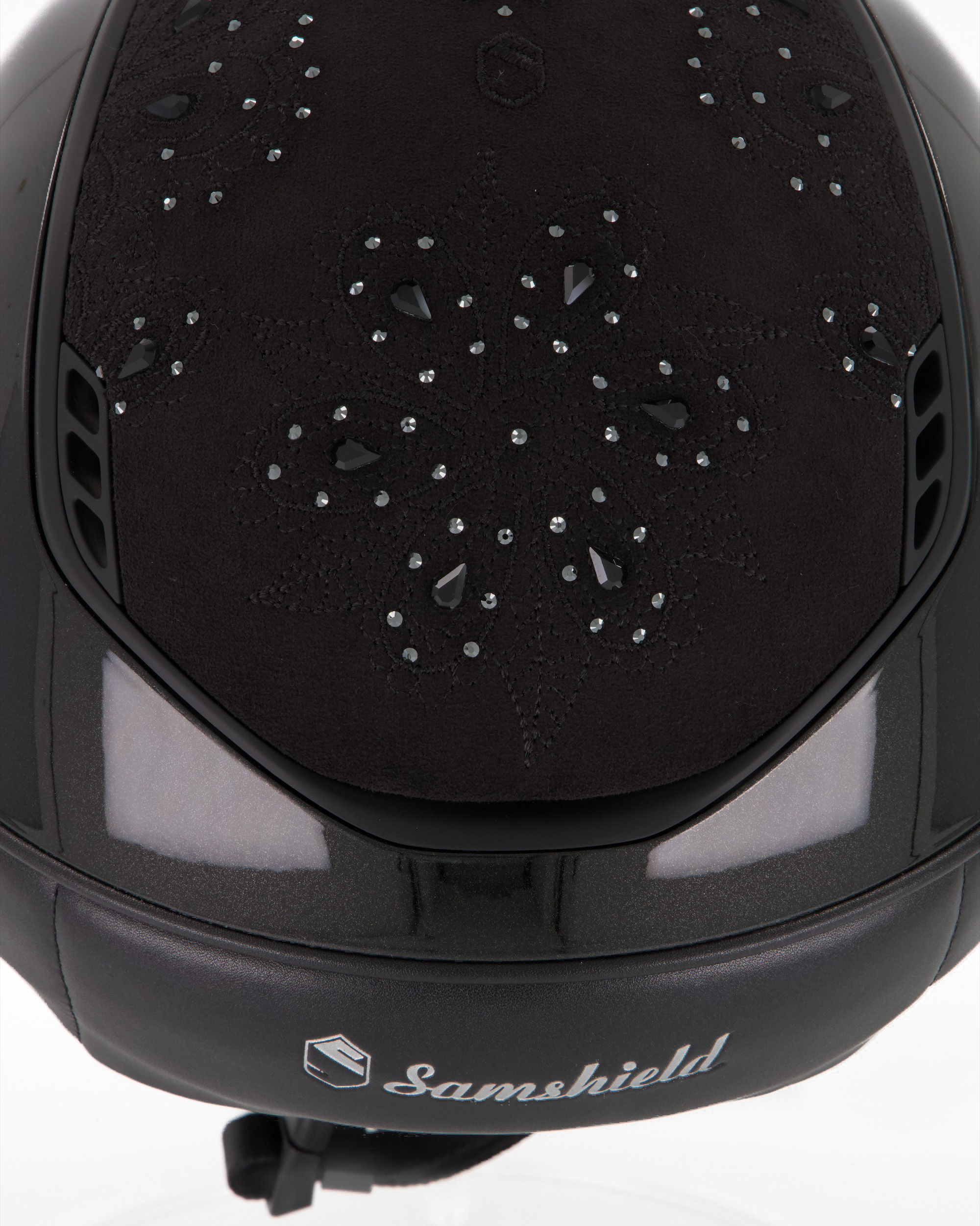 Reithelm 2.0 Miss Shield Shadowglossy, Top u. Frontal Band Crystal Bloom, Trim u. Blason matt black in schwarz