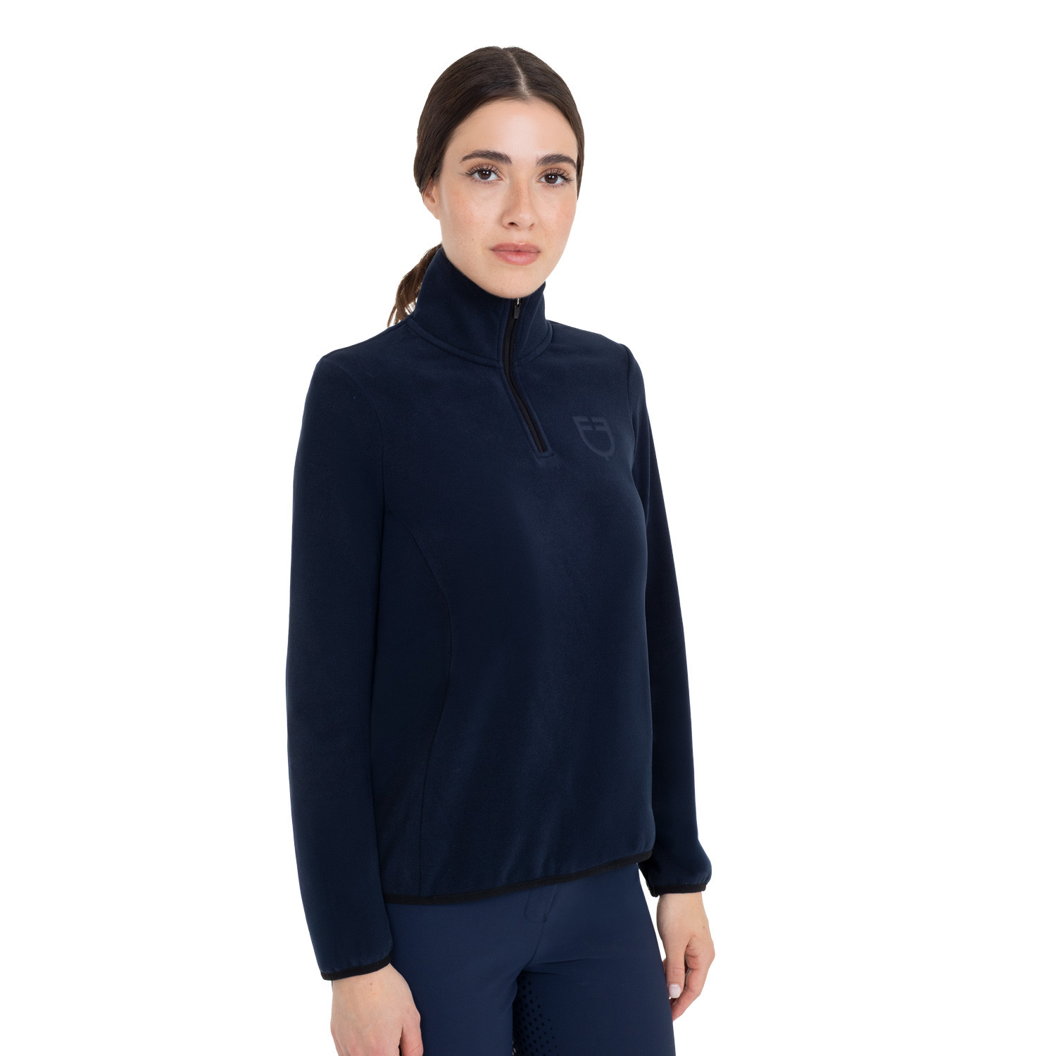 Damen-Fleece-Sweatshirt mit hohem Kragen und 3/4-Reißverschluss