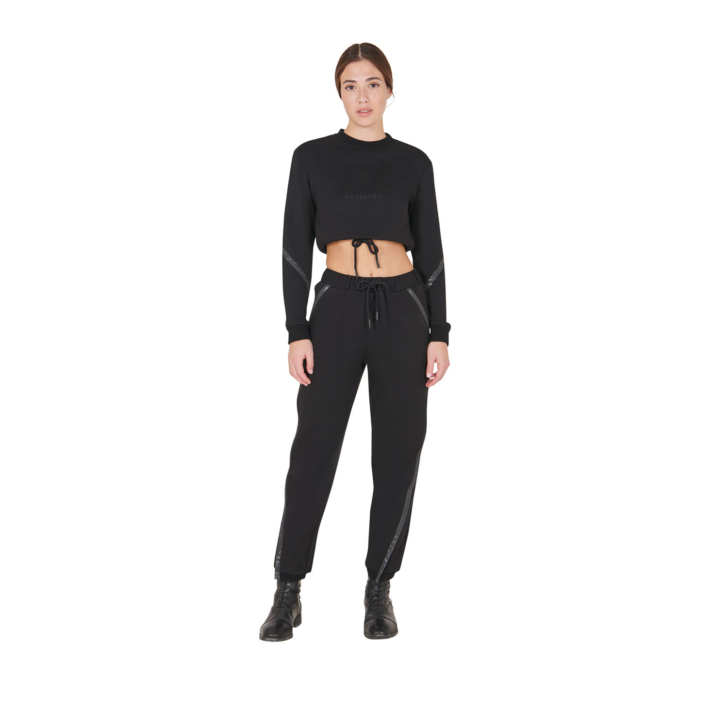 Kurzes Damen-Sweatshirt mit Rundhalsausschnitt