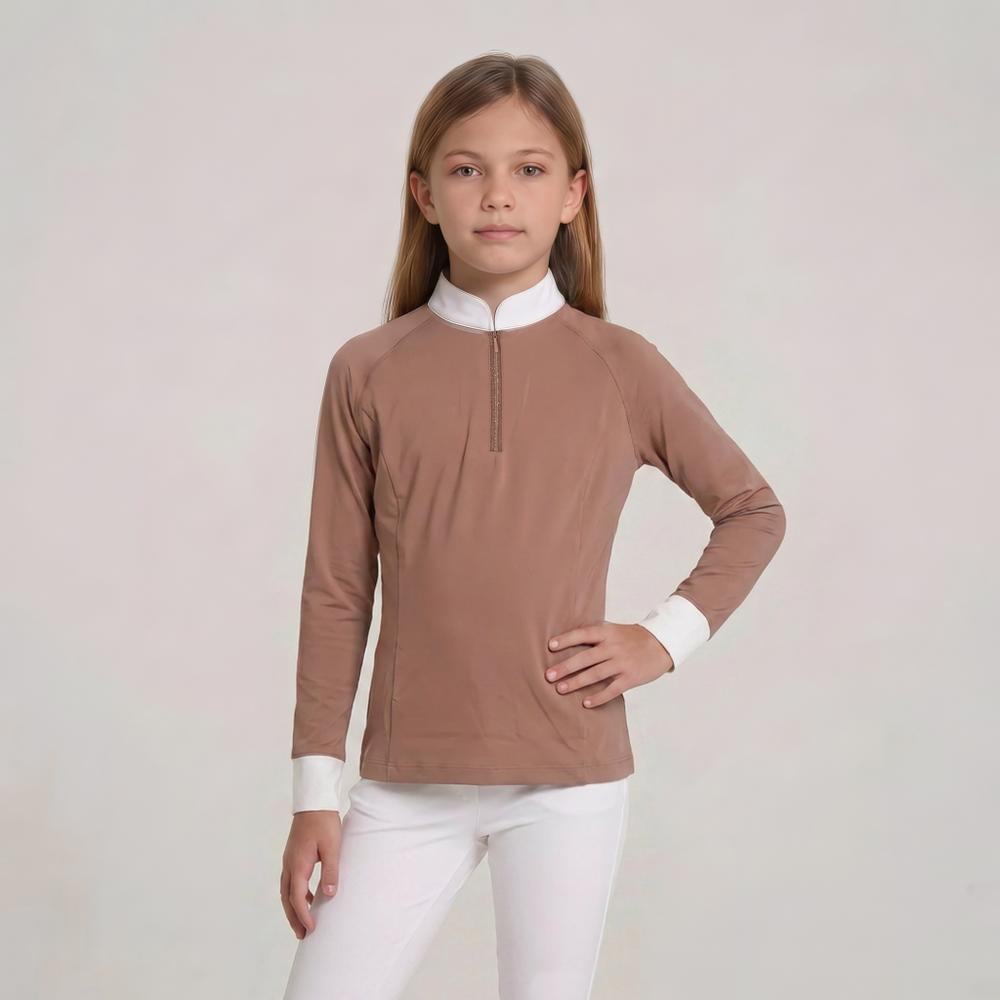 Turniershirt Classic Mädchen langarm mit Glitzerreißverschluss