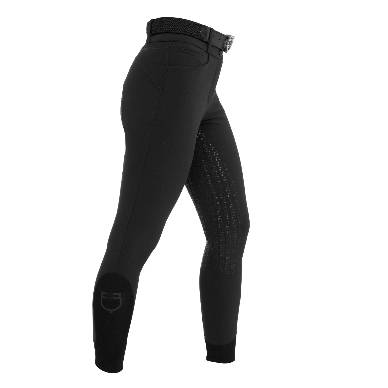Pantalon d'équitation femme taille haute à fond intégral en tissu bi-stretch
