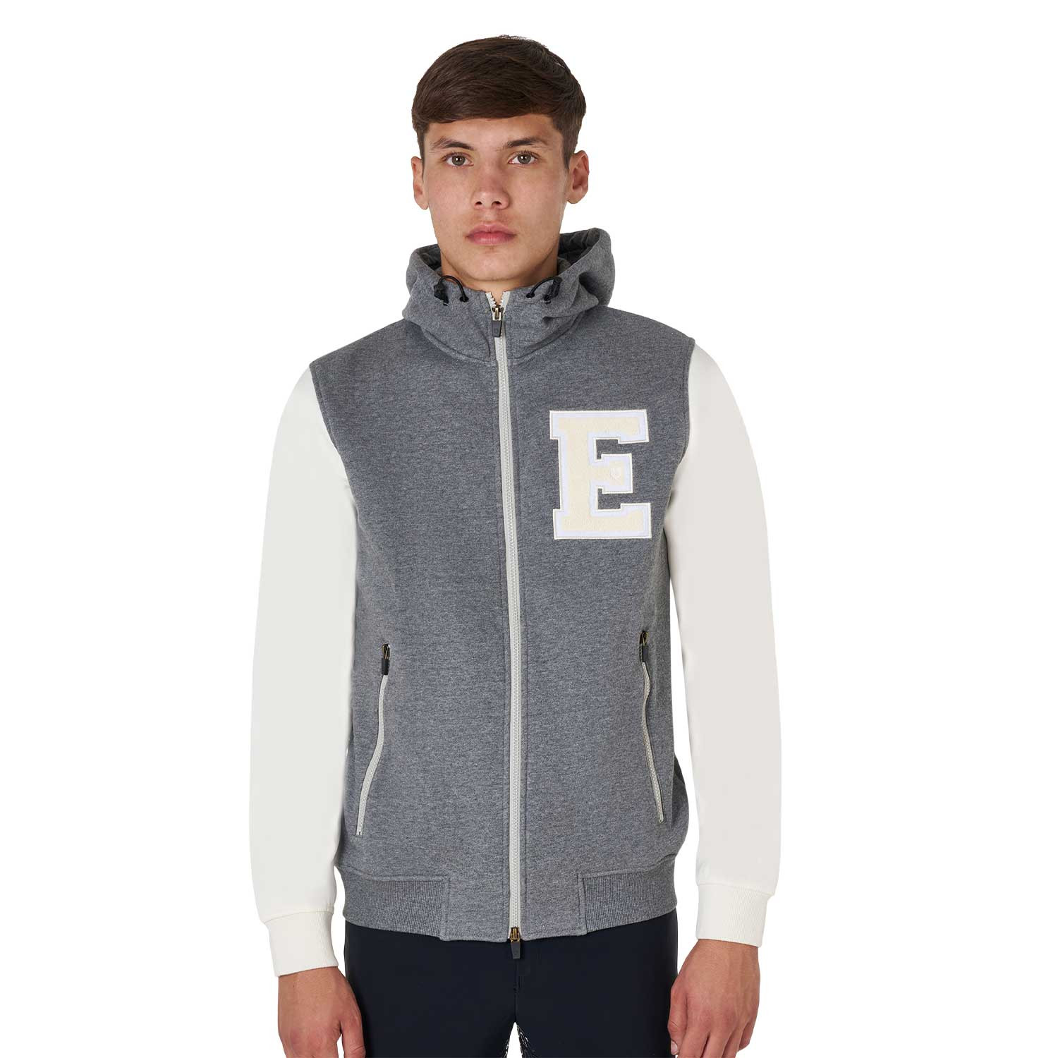 Zweifarbige Vereins-Kapuzenjacke für Herren mit Frontreißverschluss