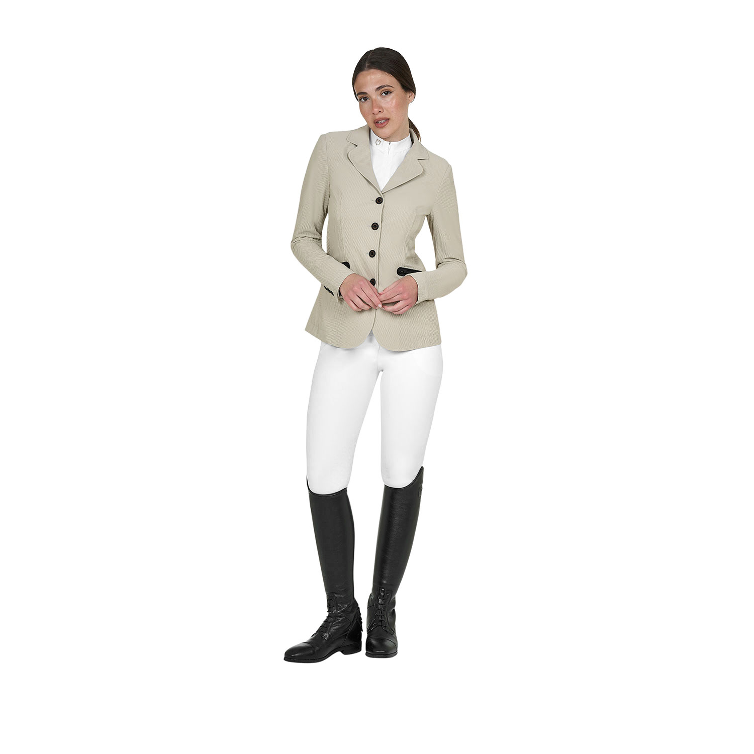Turnierjacket für Damen mit vier Knöpfen aus perforiertem Stoff