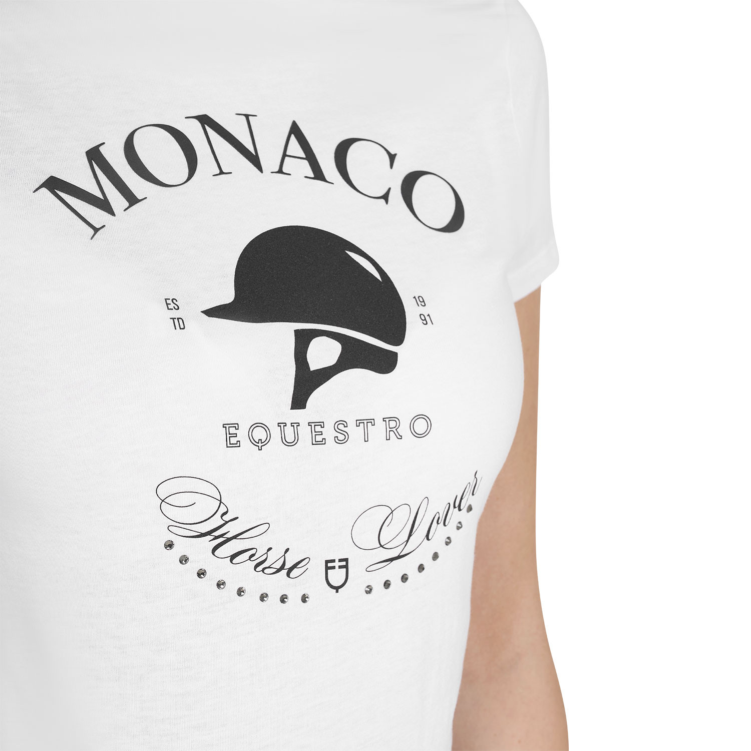 Damen-Baumwoll-T-Shirt Monaco mit Strasssteinen