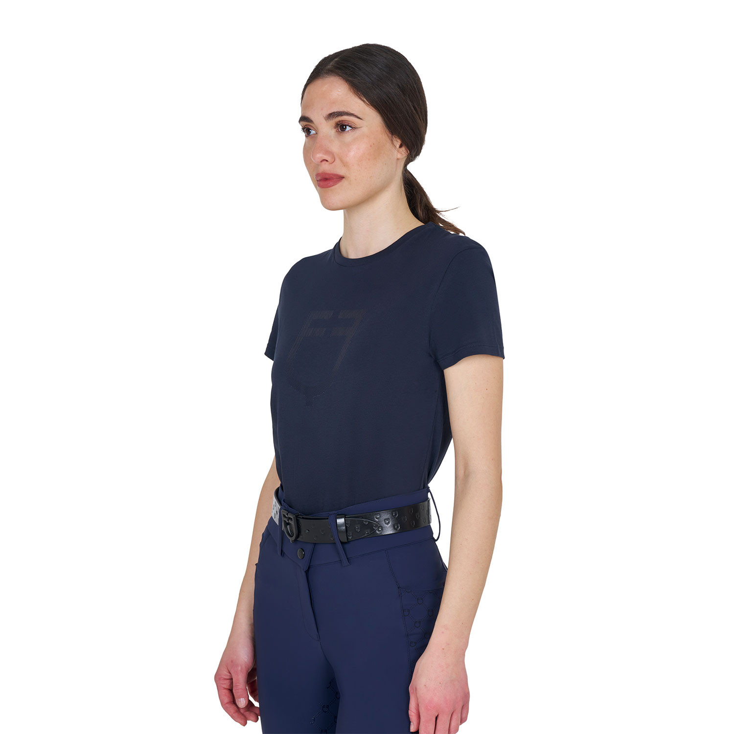 Basic T-Shirt mit tonalem Glanzlogo