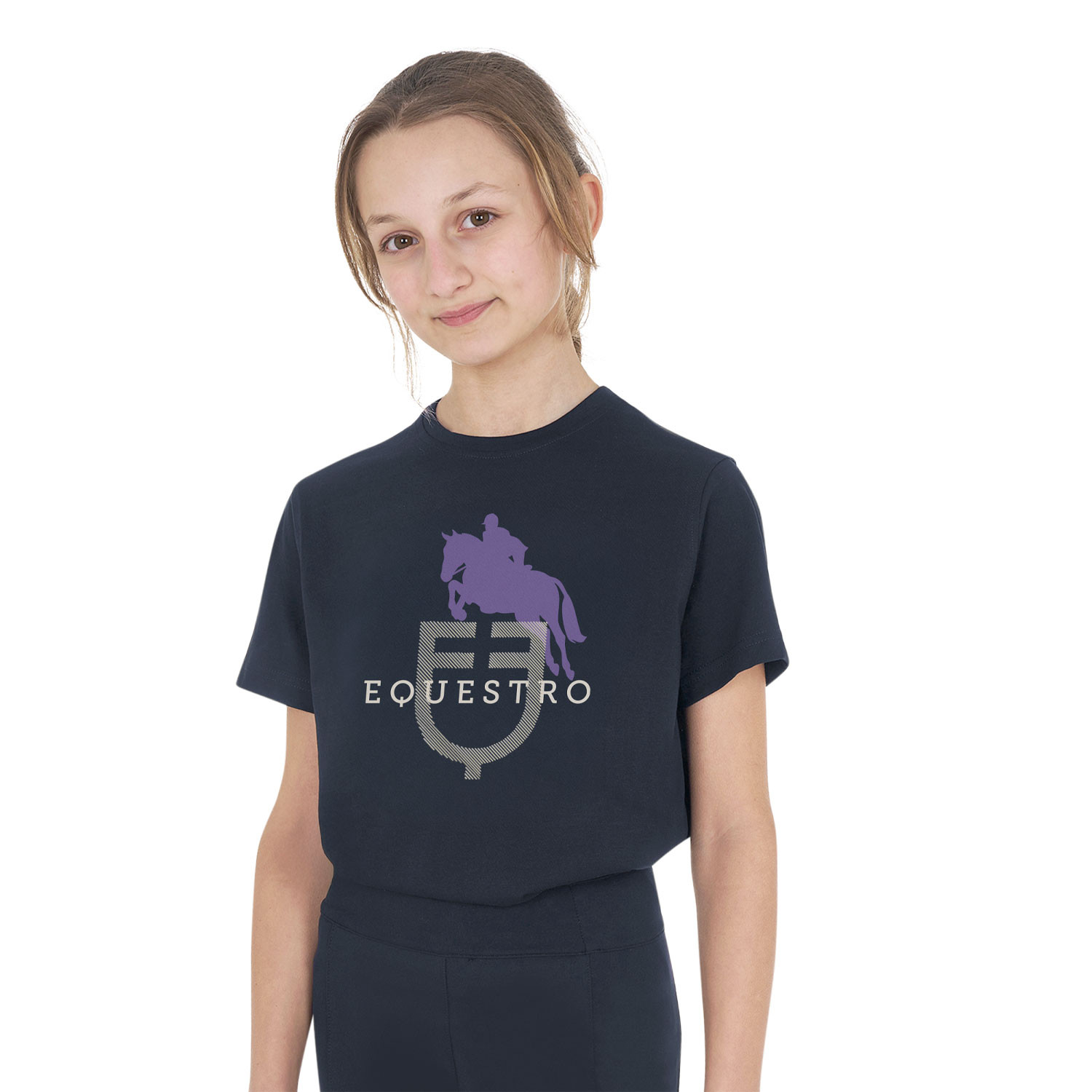 Unisex Baumwoll-T-Shirt Horse Jump Glossy für Kinder