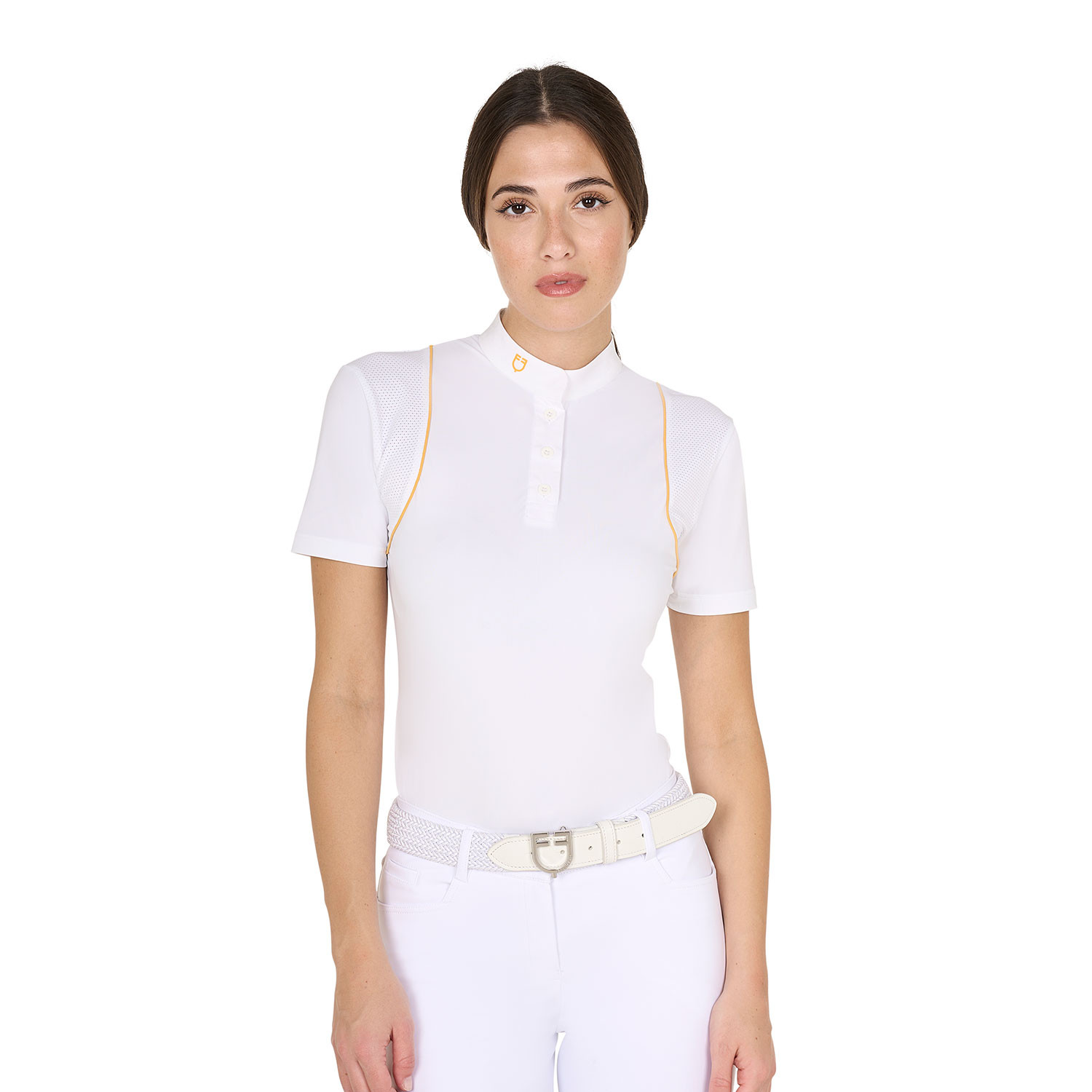 Schmal geschnittenes Damen-Turnierpoloshirt mit Knöpfen