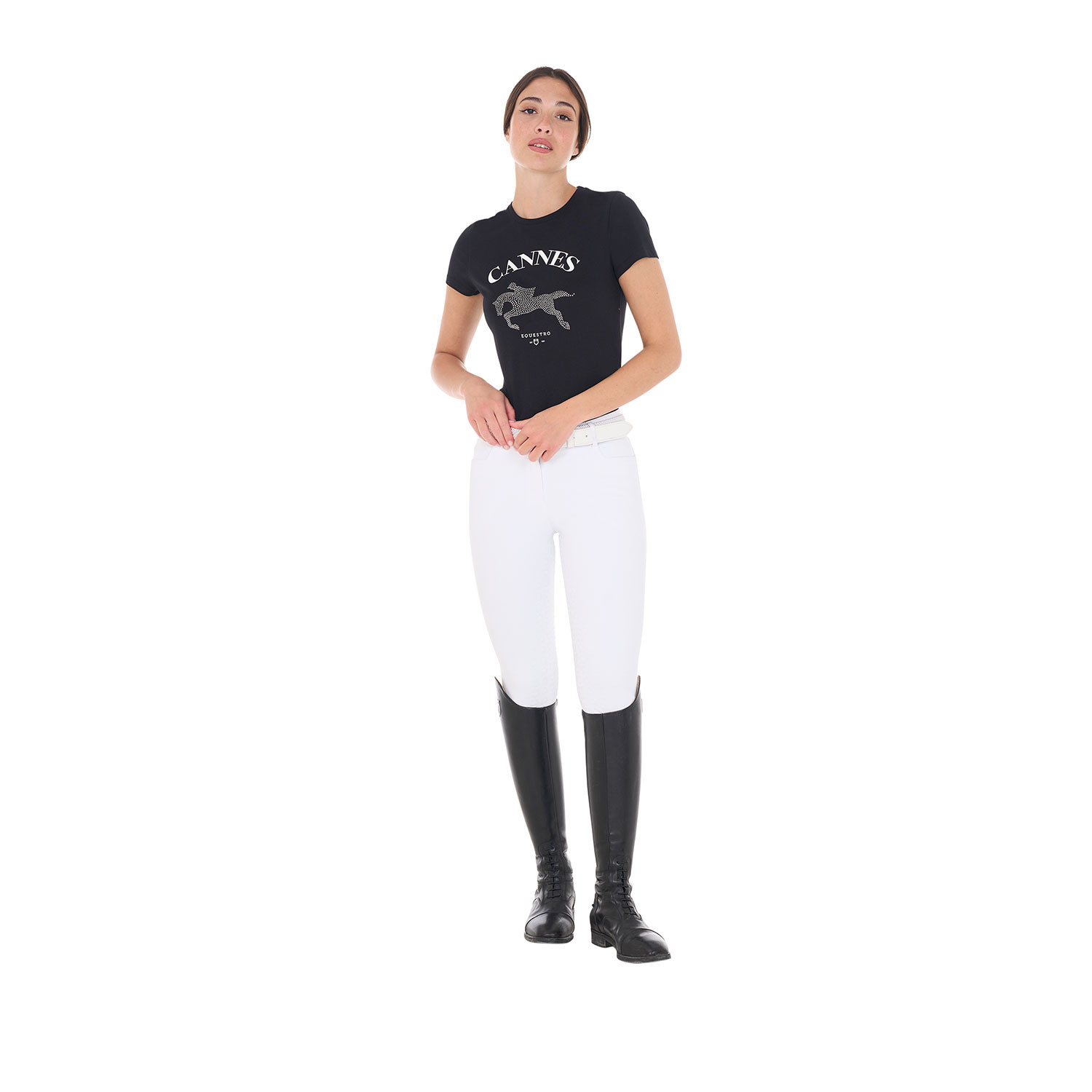 Baumwoll-T-Shirt Cannes für Damen mit Strasssteinen
