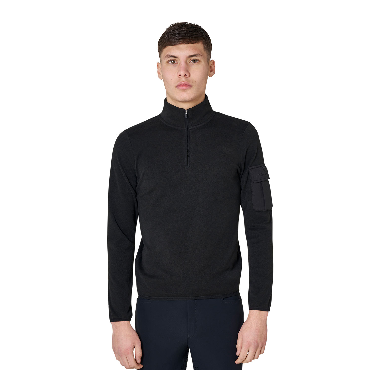 Fleece-Sweatshirt für Herren mit hohem Kragen und 3/4-Reißverschluss