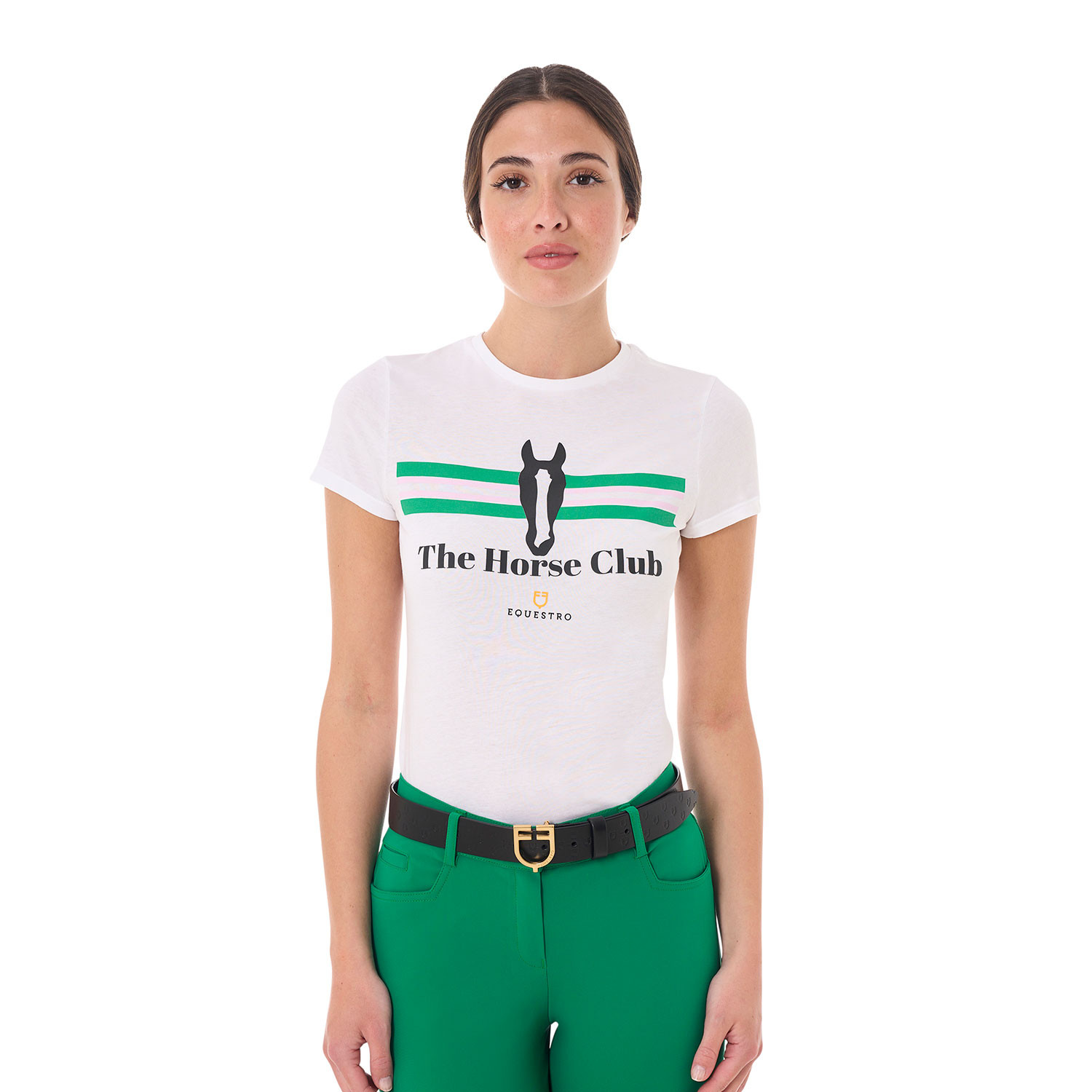 Damen-Baumwoll-T-Shirt Stripe Horse Club