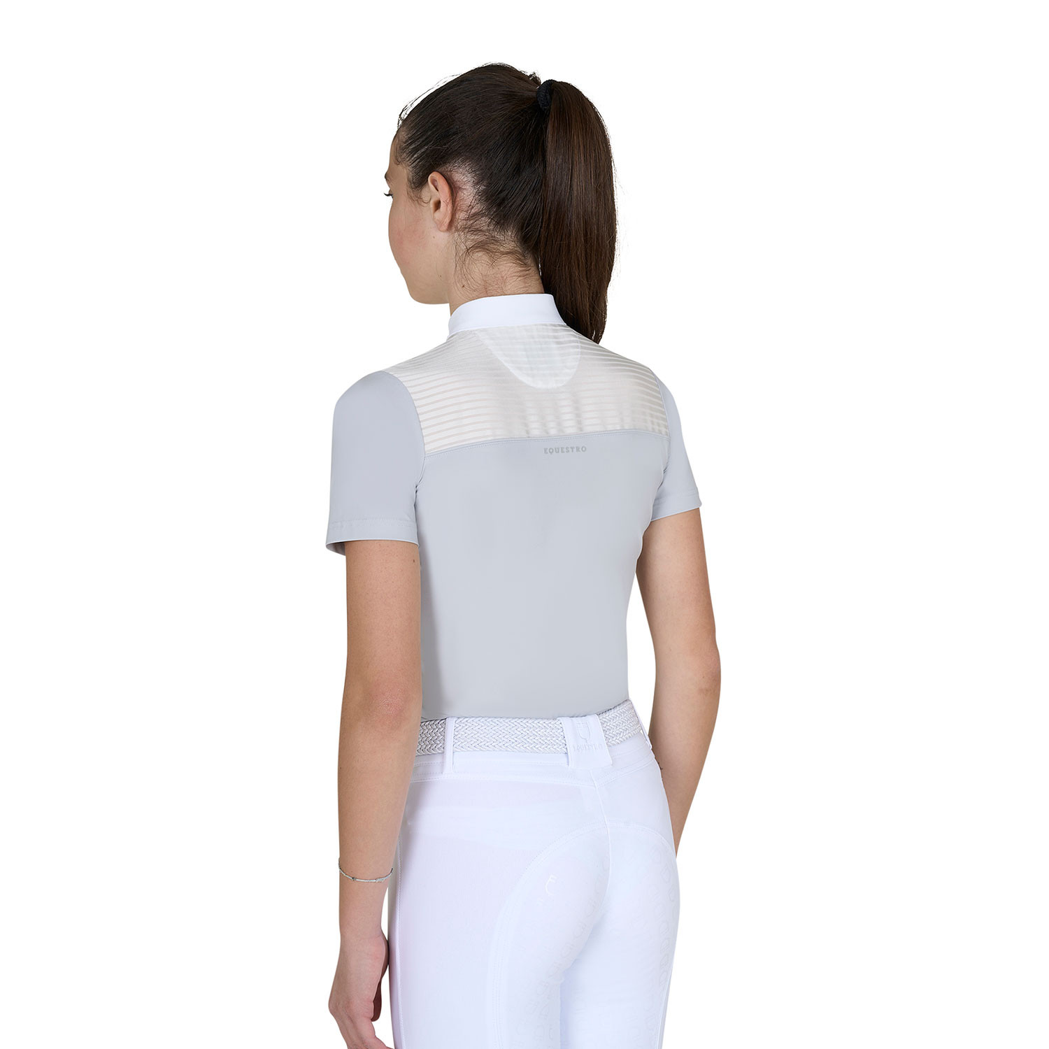 Mädchen-Turnierpolo Slim Fit mit seidigen Stoffeinsätzen
