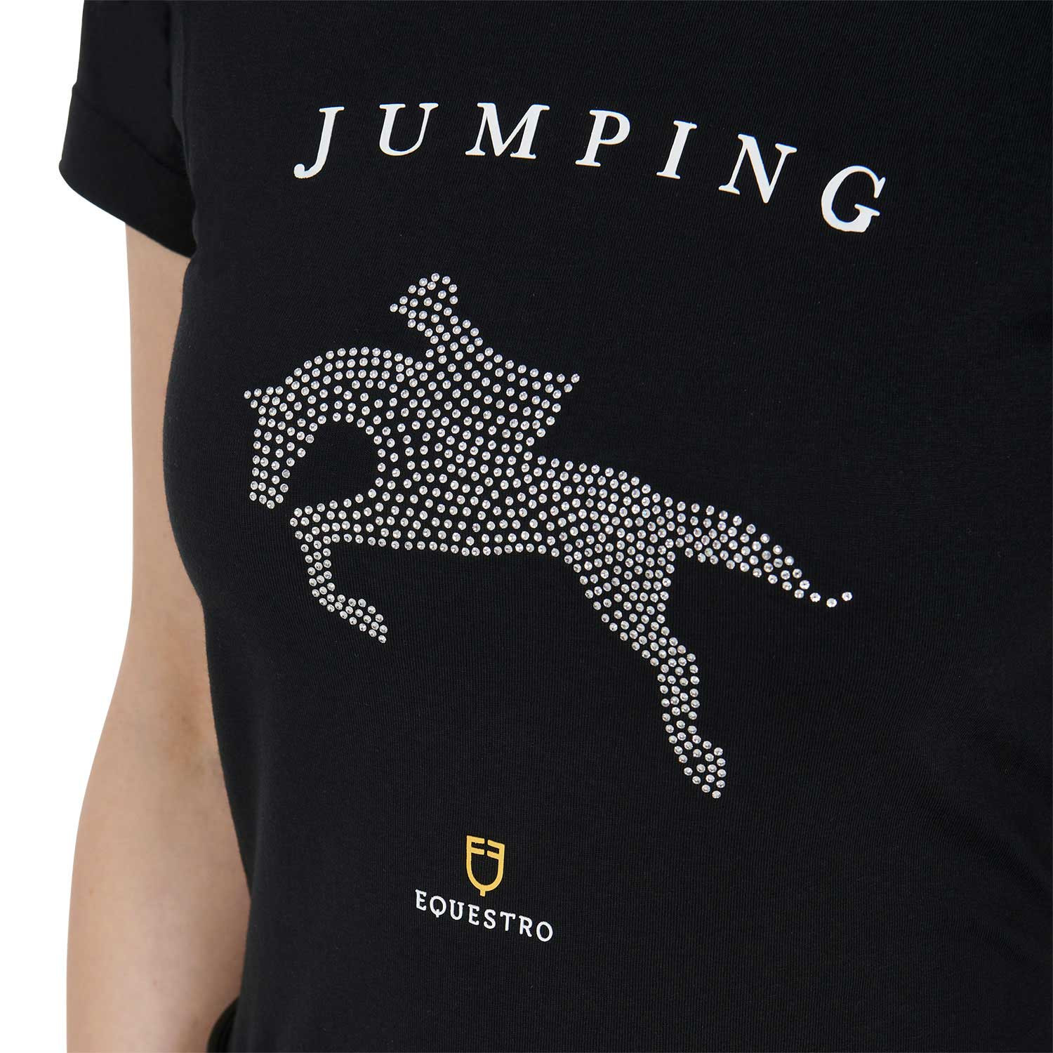 Schmal geschnittenes Damen-Spring-T-Shirt mit Strass