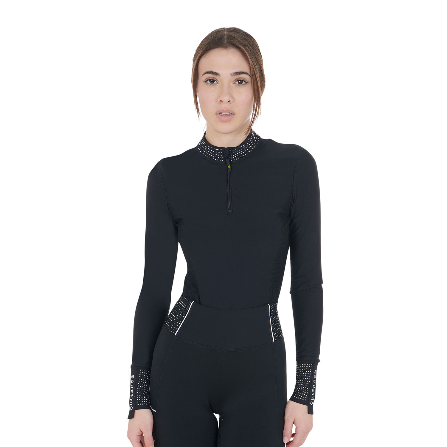 Technisches Trainings-Poloshirt mit Strass