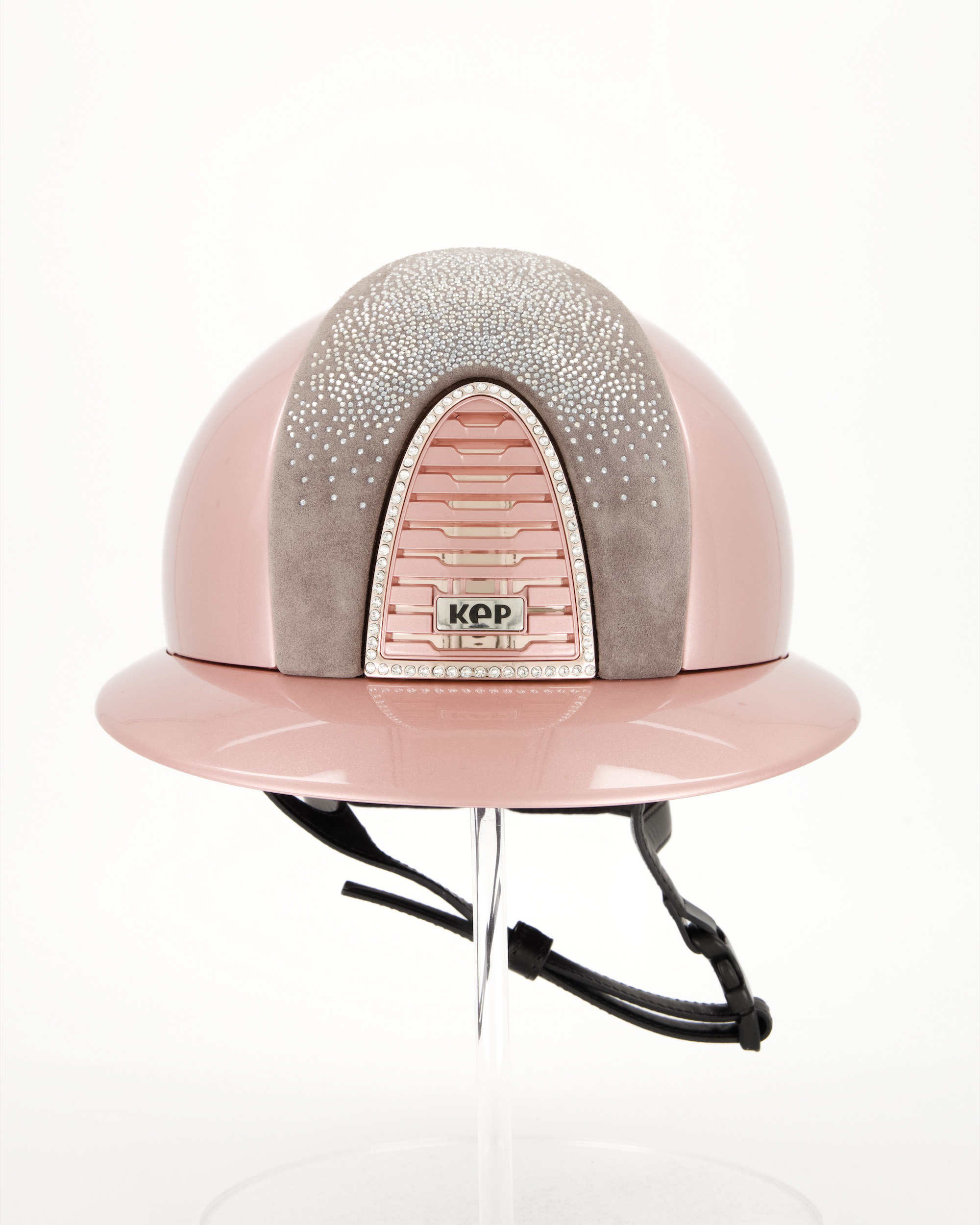 Riding helmet Cromo 2.0 Diamond Polo Suede Grey in pink