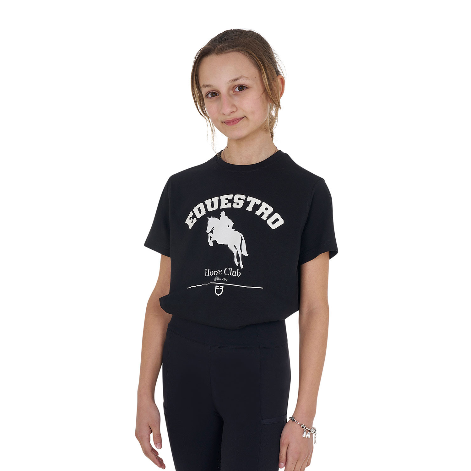 Baumwoll-T-Shirt Jumping Horse Club für Mädchen