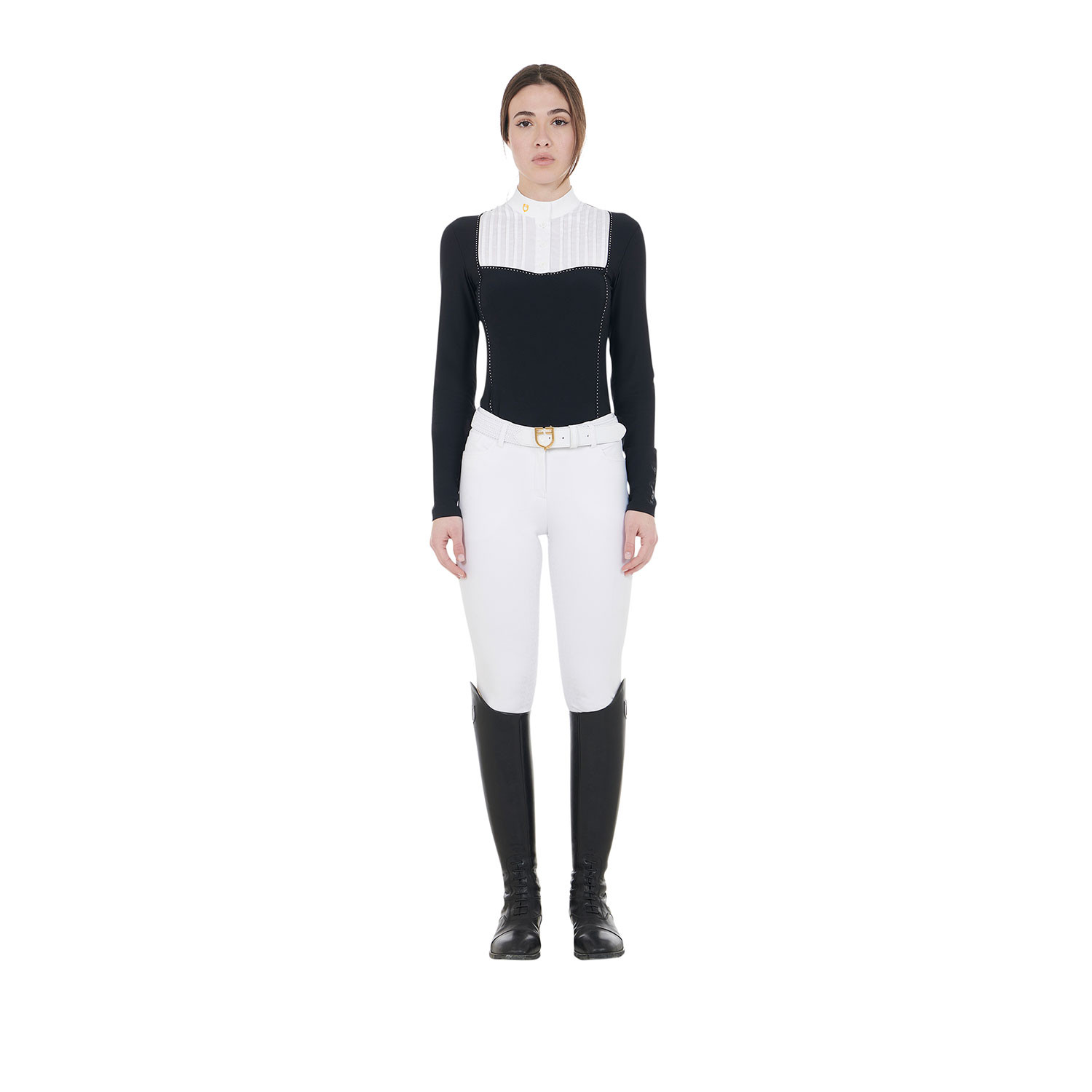 Tailliertes Damen-Turnierpoloshirt mit Strasssteinen