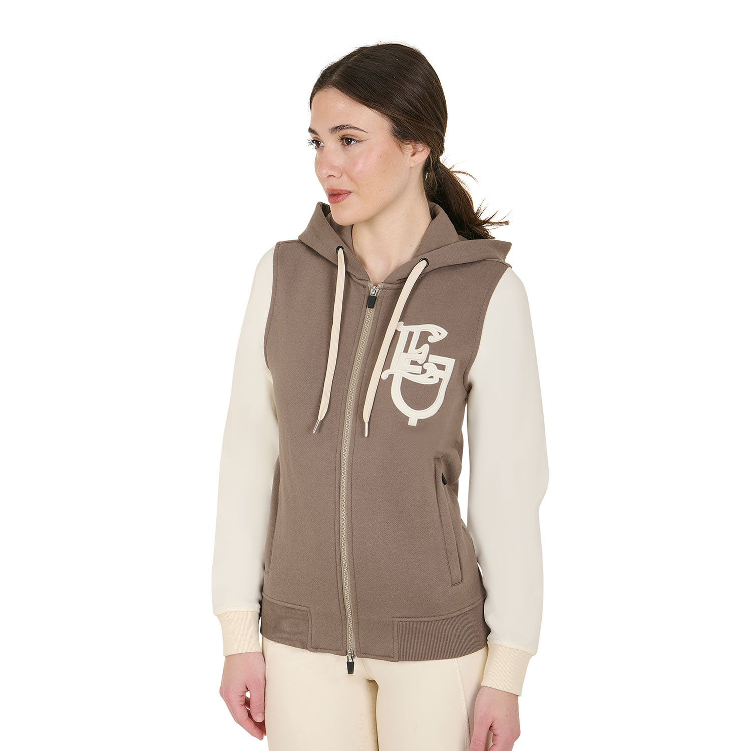 Damen-EQ-Hoodie zweifarbig mit Frontreißverschluss