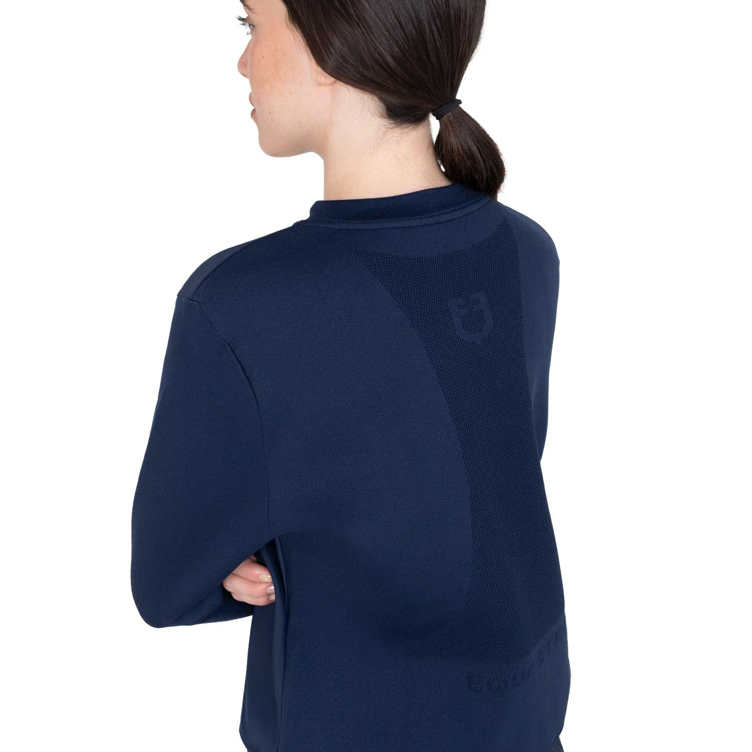 Rundhals-Sweatshirt für Damen mit Micro-Mesh-Einsätzen