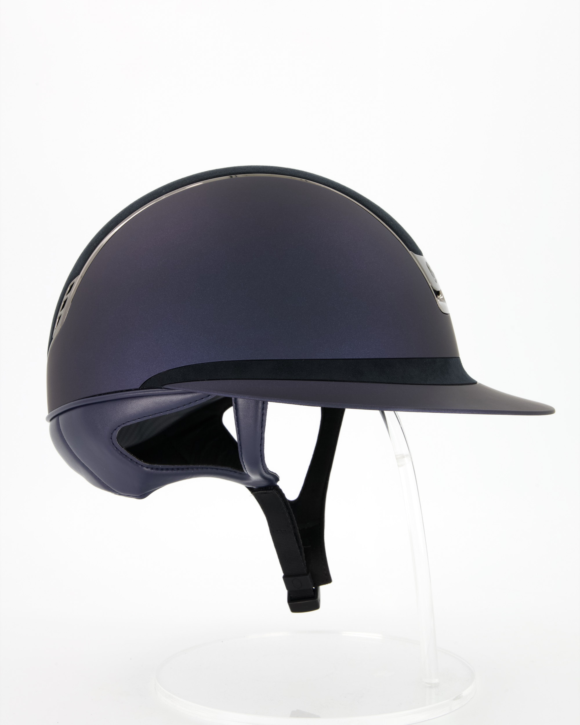 Reithelm Miss Shield 2.0 Shadowmatt, Top u. Frontal Band Alcantara Blue, Trim Chrome Black, Blason Chrome Black in blau