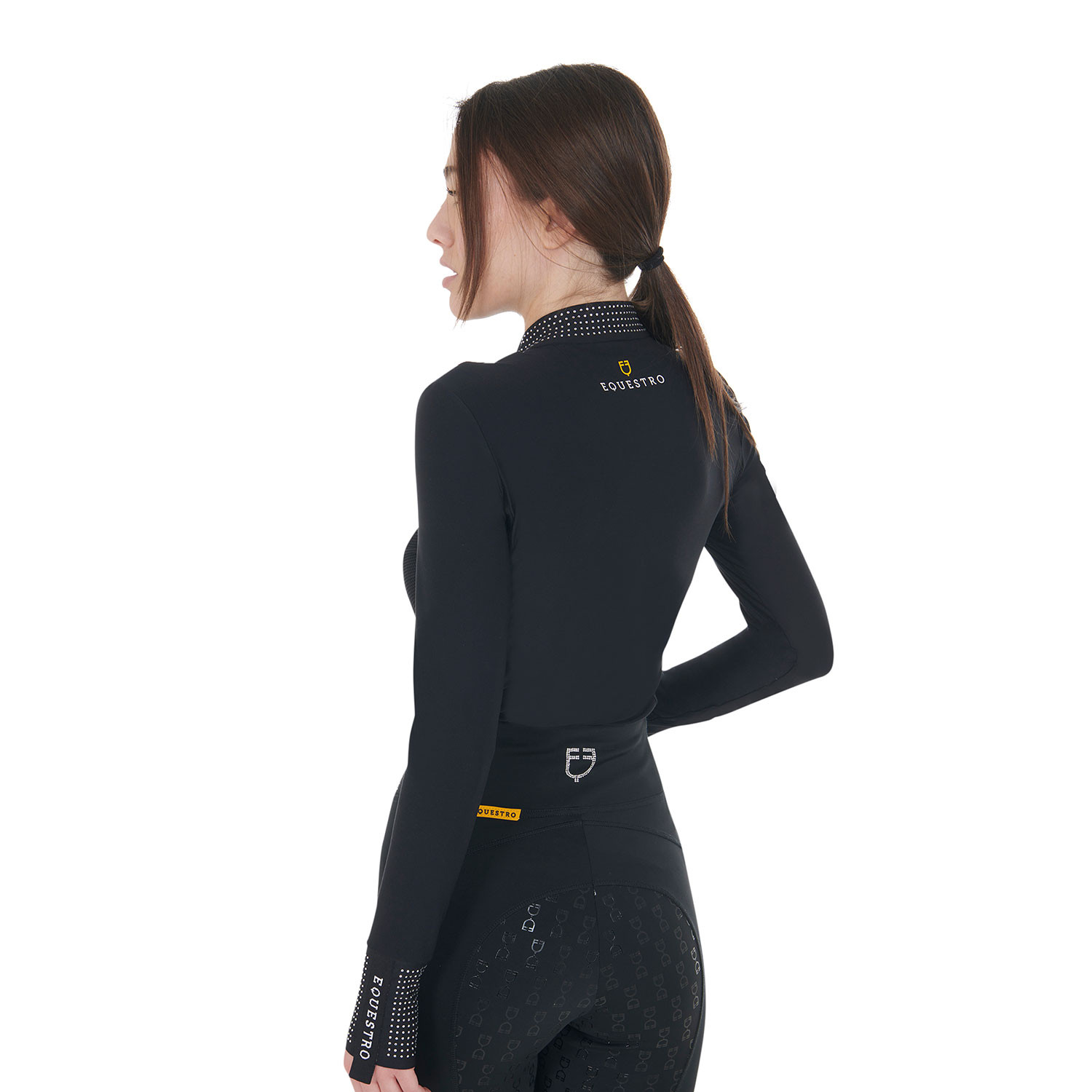 Technisches Trainings-Poloshirt mit Strass