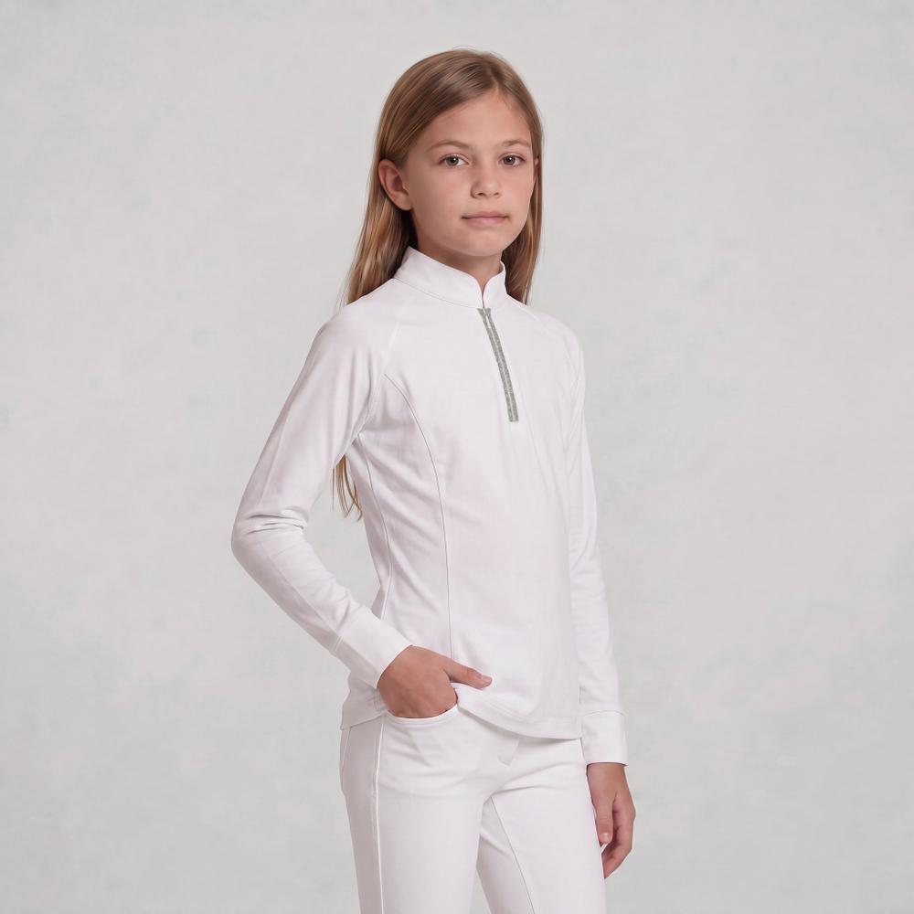 Turniershirt Classic Mädchen langarm mit Glitzerreißverschluss