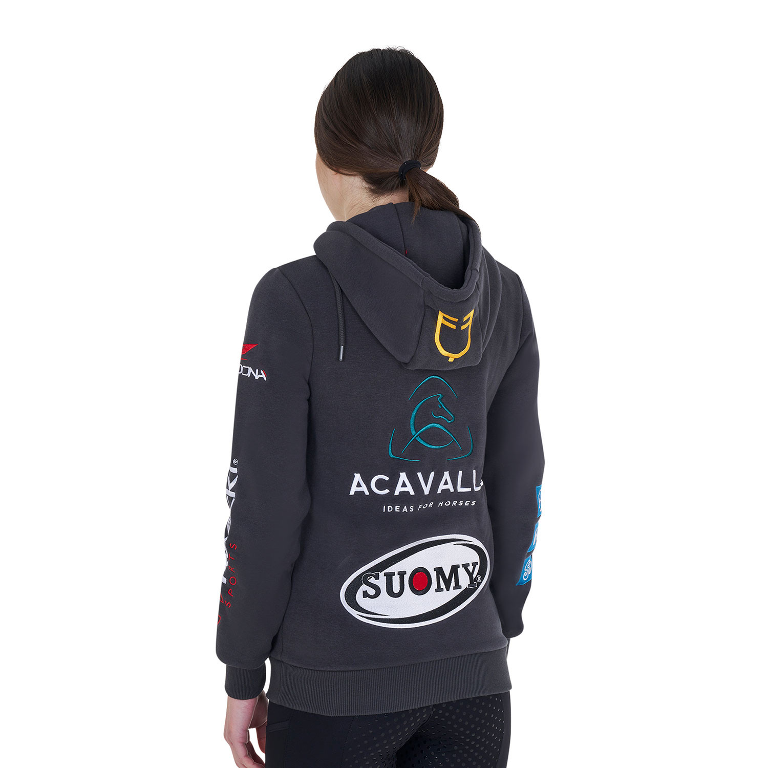 Damen-Kapuzenpullover mit mehreren Logos, Design 2024