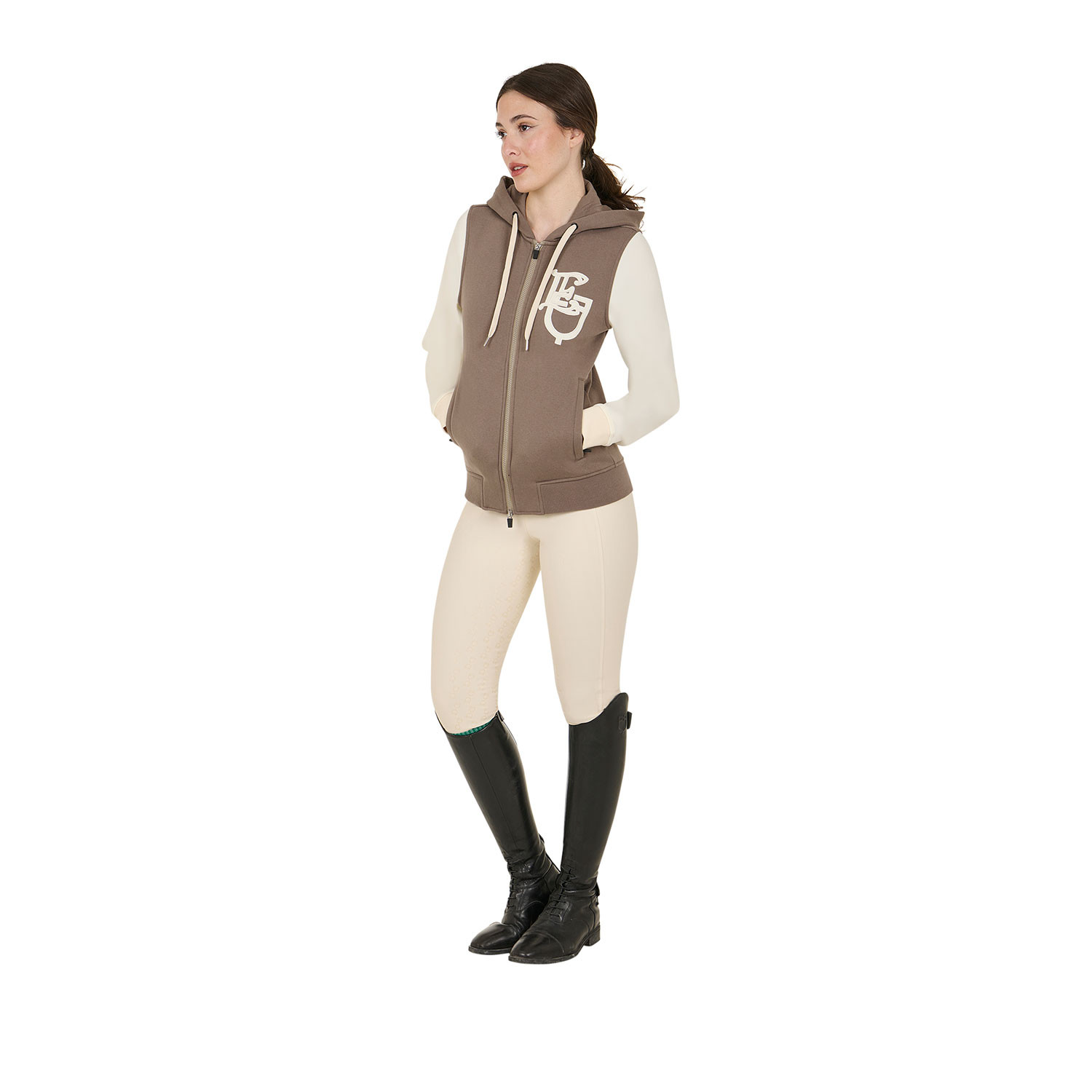 Damen-EQ-Hoodie zweifarbig mit Frontreißverschluss