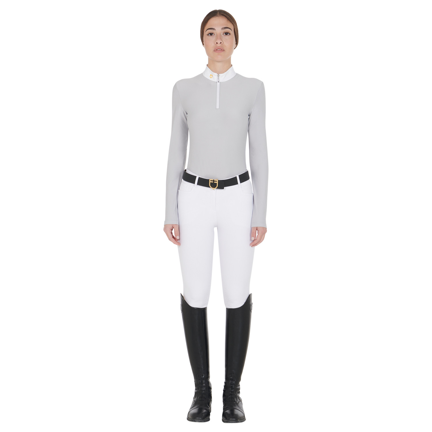 Langarm-Poloshirt aus technischem Fleece für Damen