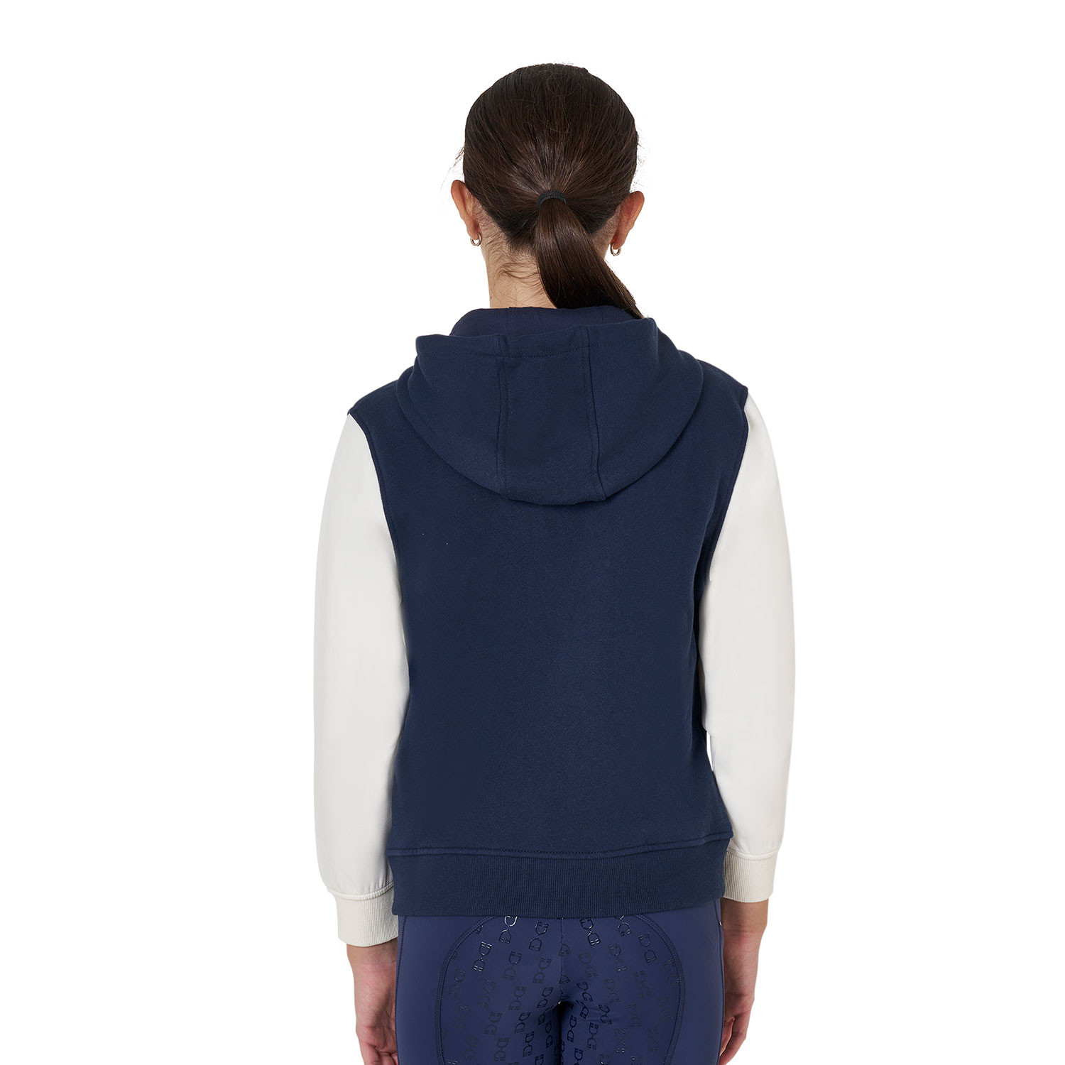 Zweifarbiger EQ-Kapuzenpullover für Mädchen mit Frontreißverschluss