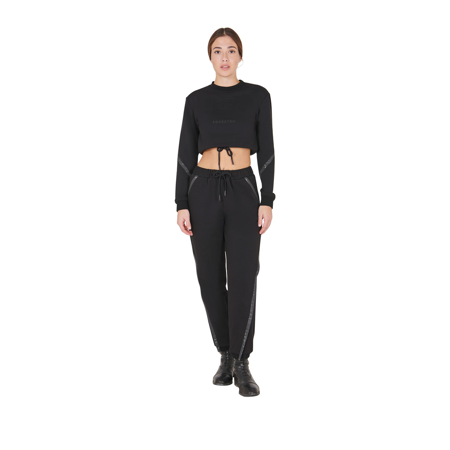Kurzes Damen-Sweatshirt mit Rundhalsausschnitt