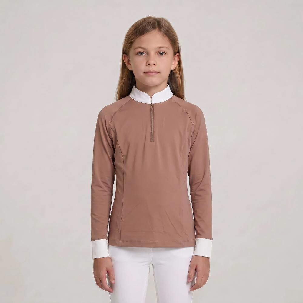 Turniershirt Classic Mädchen langarm mit Glitzerreißverschluss