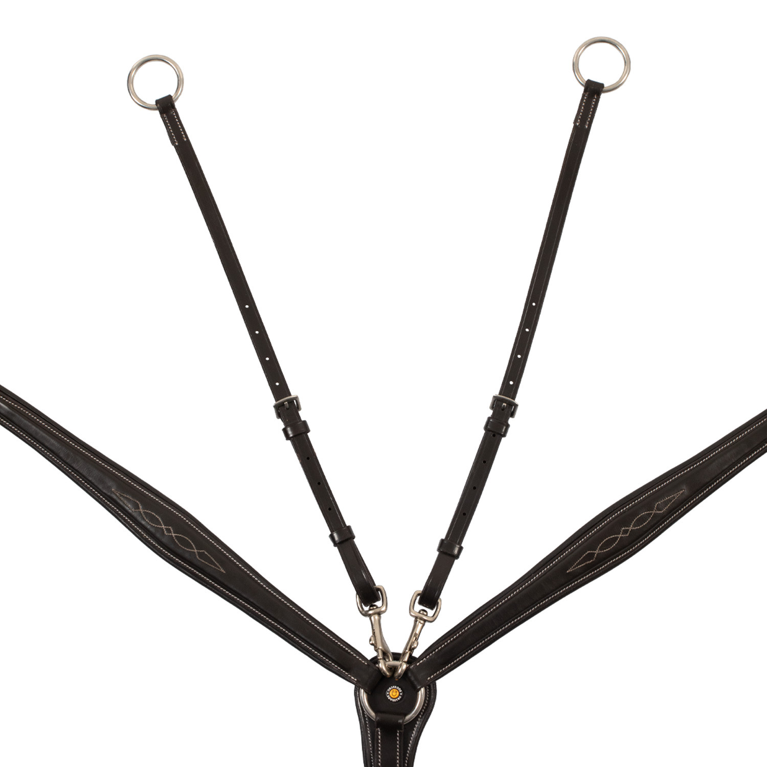 Gegerbtes Leder-Vorderzeug mit Gabel und Stickereien
