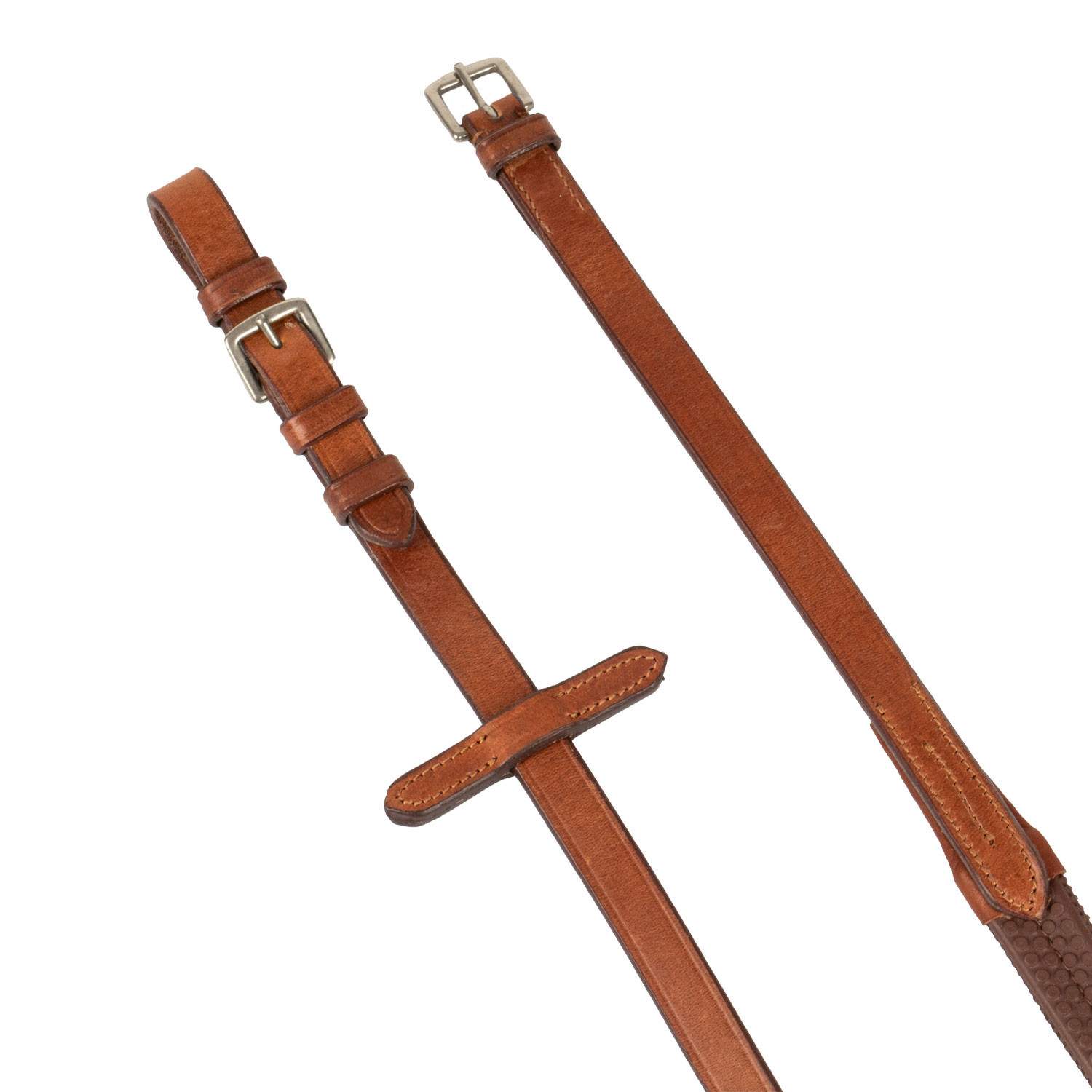 Leder-Gummizügel mit silbernen Beschlägen (1,6 cm)