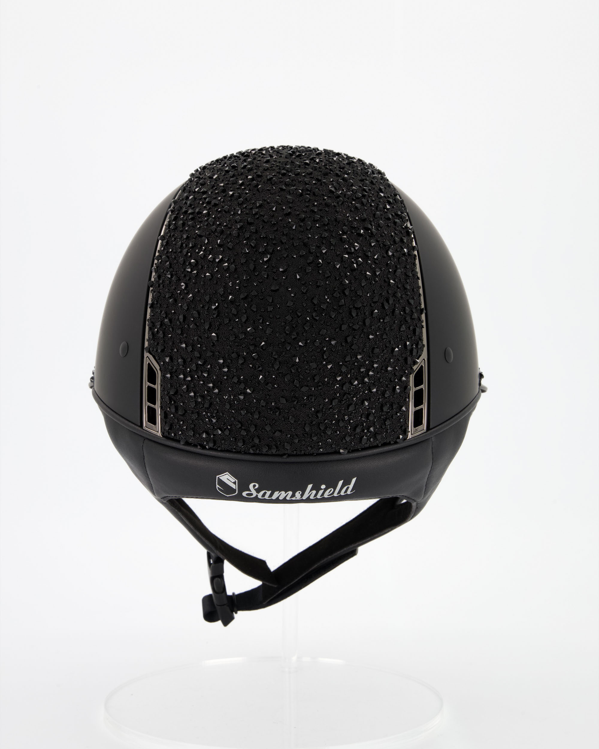 Reithelm Miss Shield Shadowmatt, Top Crystal Medley Swarovski Black, Frontal Band Crystal Medley Swarovski Black, Trim Chrome Black, Blason Chrome Black in schwarz