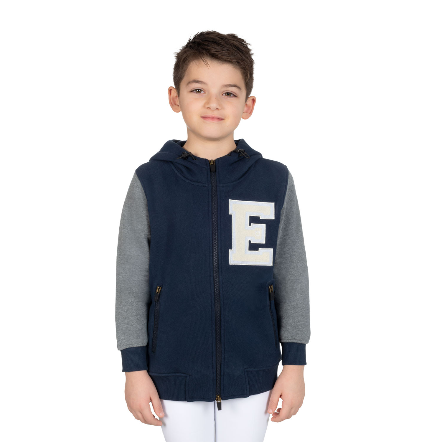 Zweifarbiger Hoodie für Jungen mit Frontreißverschluss