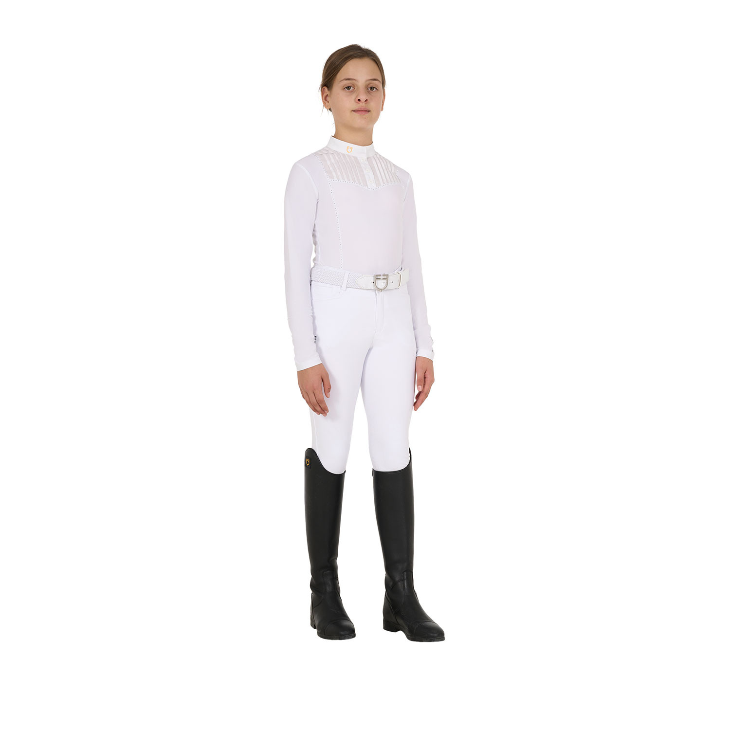 Polo de concours fille coupe ajustée avec strass