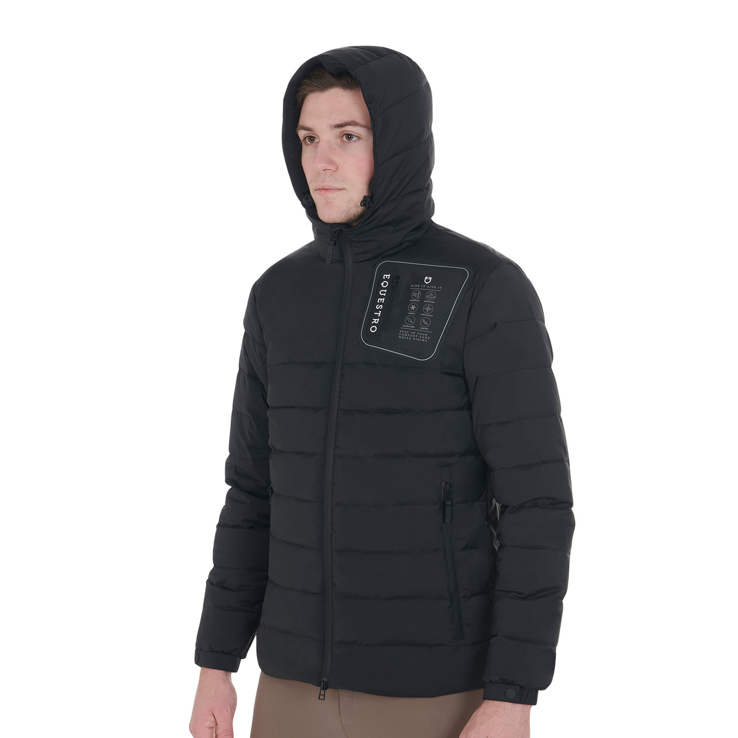 Herren-Daunenjacke aus Stretchgewebe mit Silikon-Patch