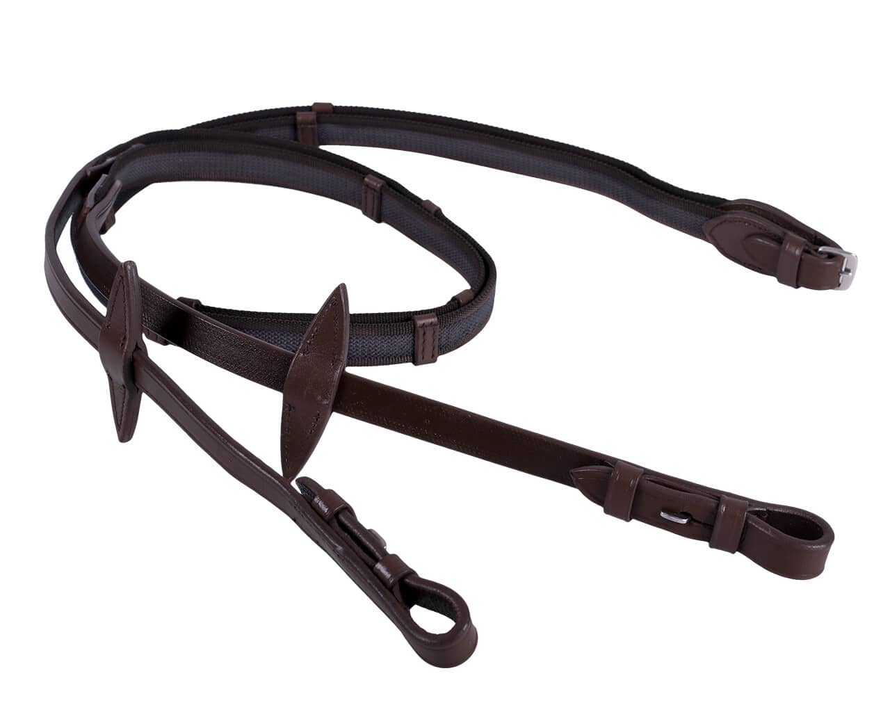 Anti-slip reins with leather stoppers