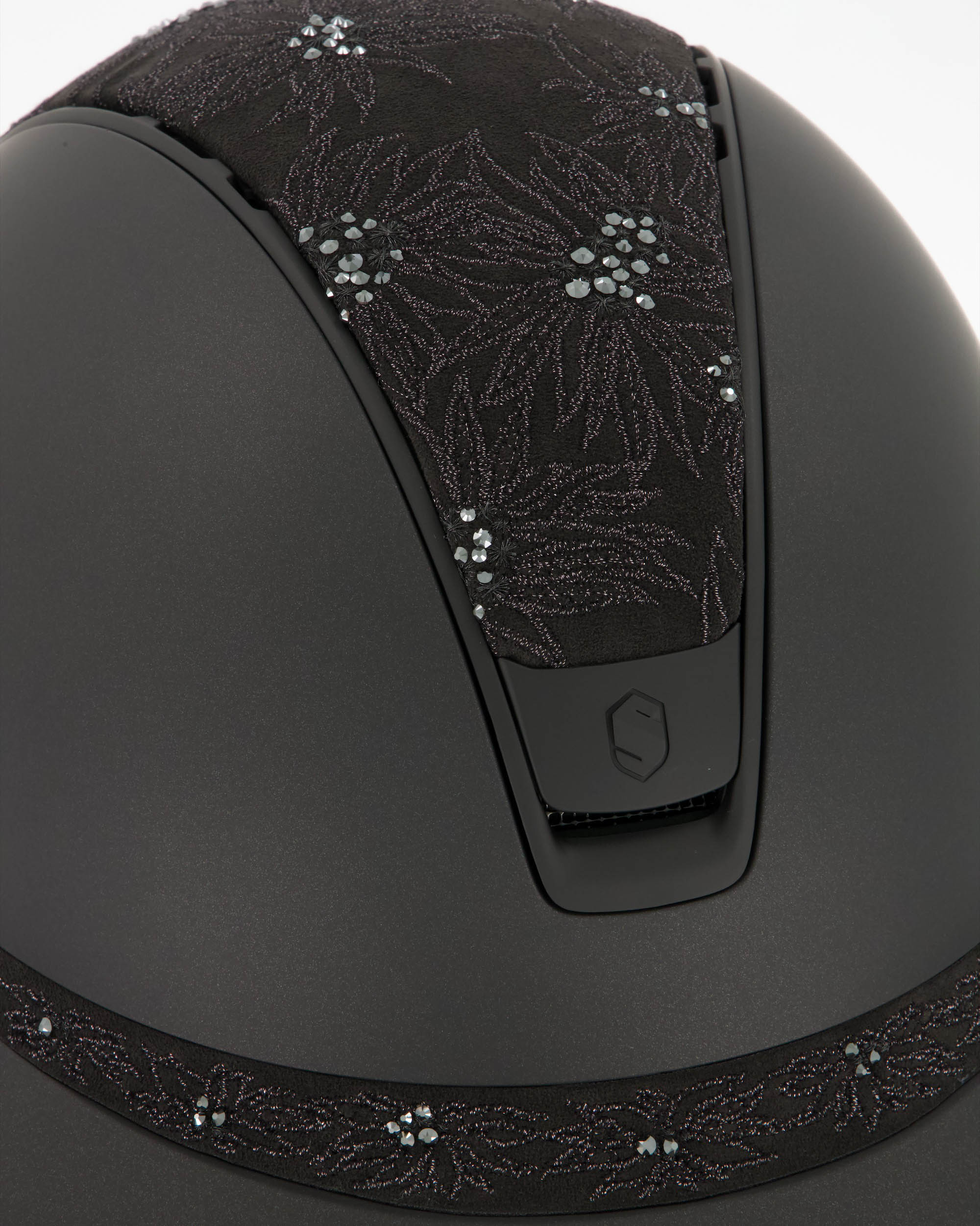 Reithelm 2.0 Miss Shield Shadowmatt Black,Top u. Frontal Band Spring Flower, Trim u. Blason Matt Black in schwarz