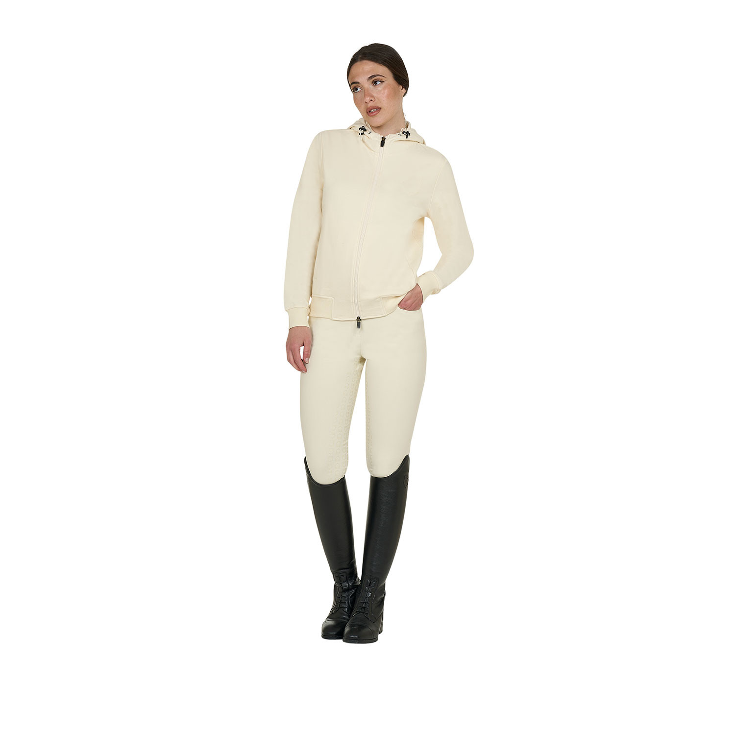 Sweatshirt für Damen mit verstellbarer Kapuze und Reißverschluss