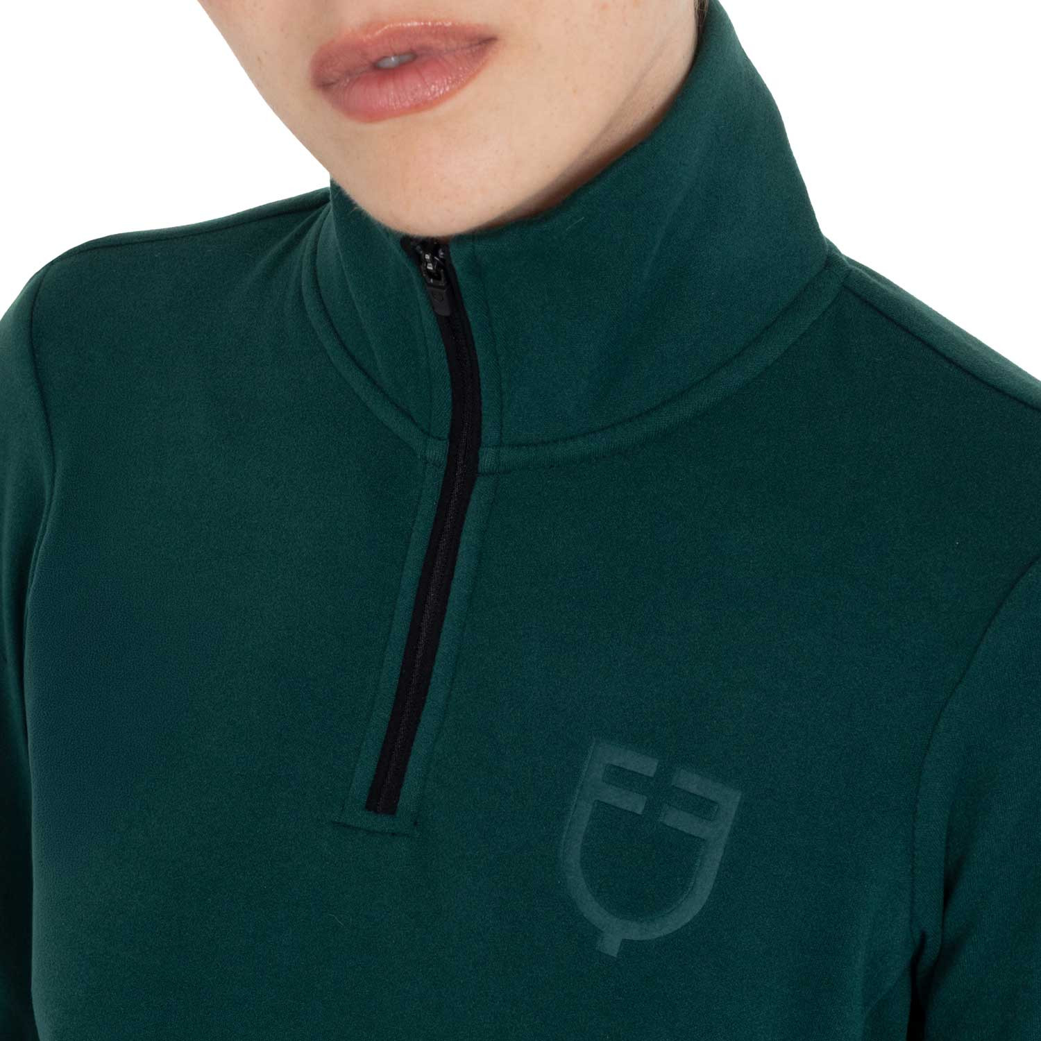 Damen-Fleece-Sweatshirt mit hohem Kragen und 3/4-Reißverschluss