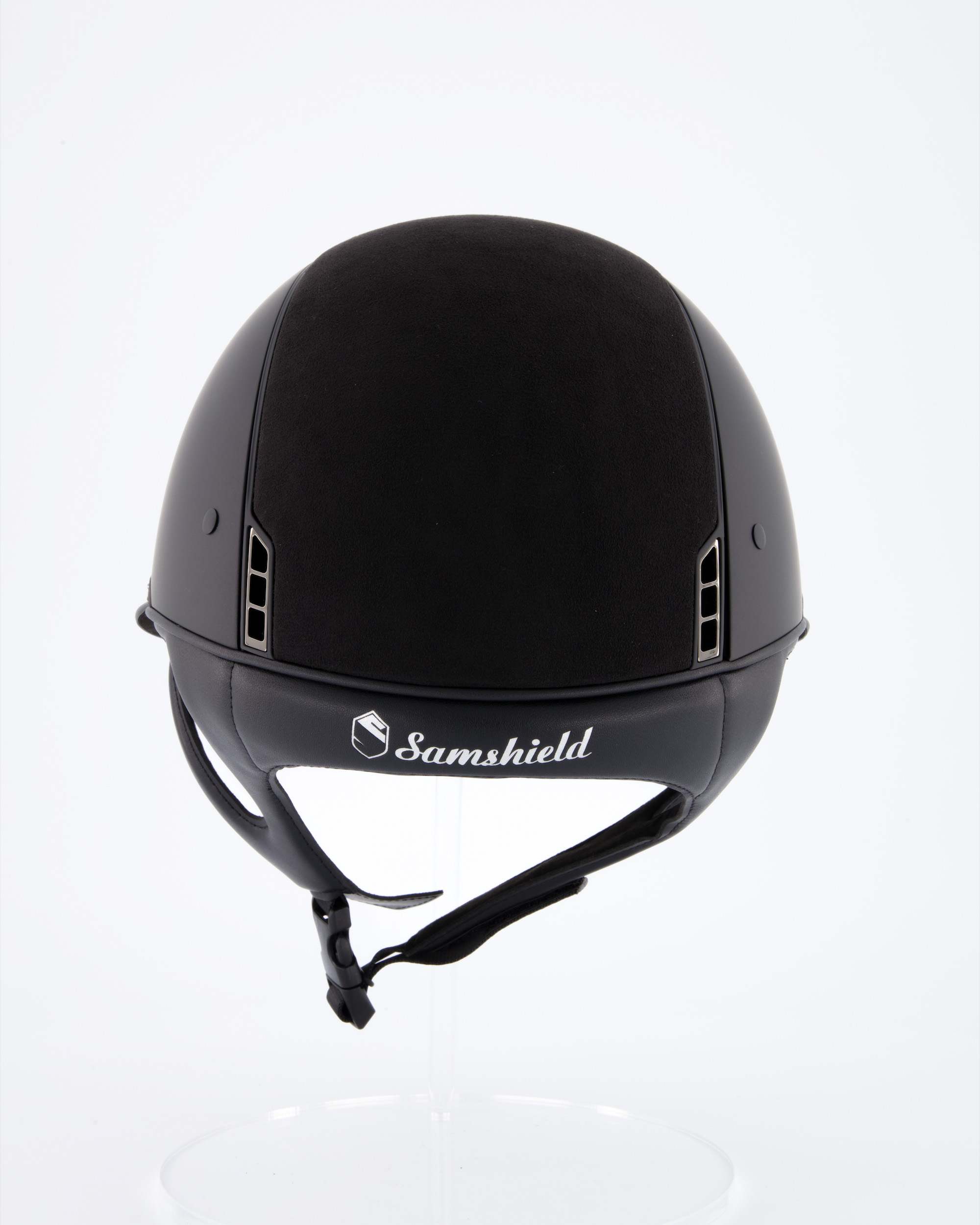 Reithelm Miss Shield Shadowmatt, Top Alcantara Black, Frontal Band Flower Swarovski Black, Trim Matt Black, Blason Crystal Fabric Black in schwarz