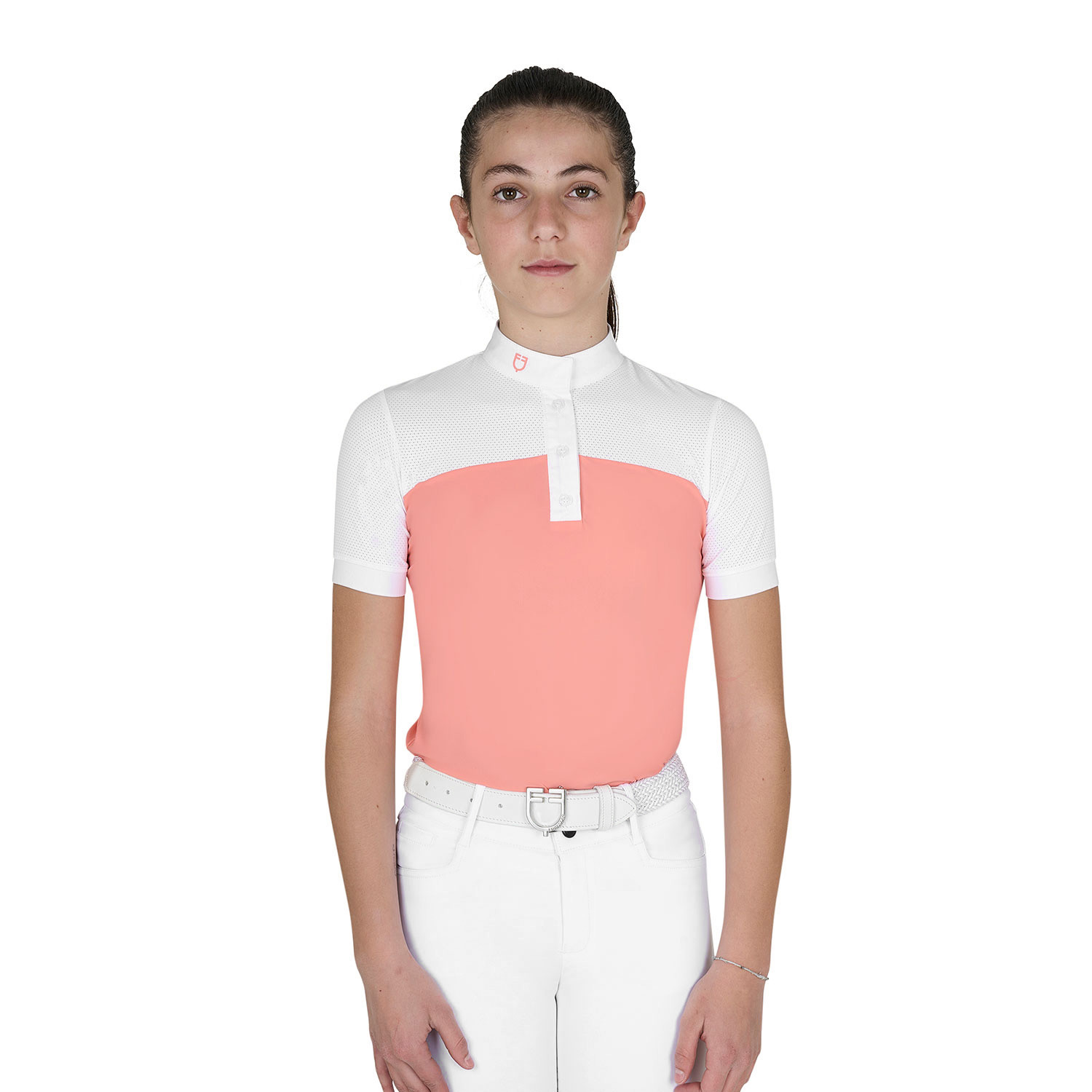 Mädchen-Turnierpolo Slim Fit mit perforiertem Stoff