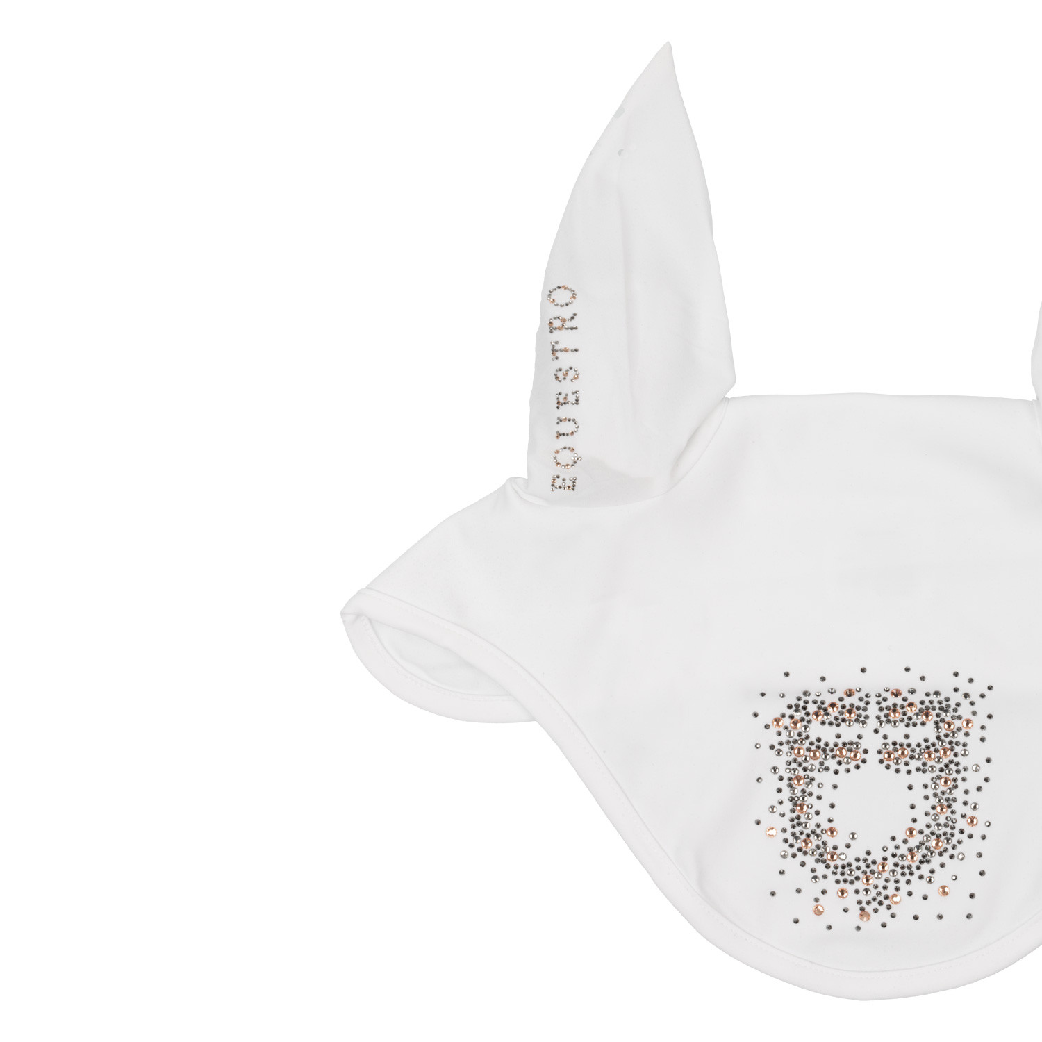 Fliegenhaube aus technischem Gewebe mit Strasslogo